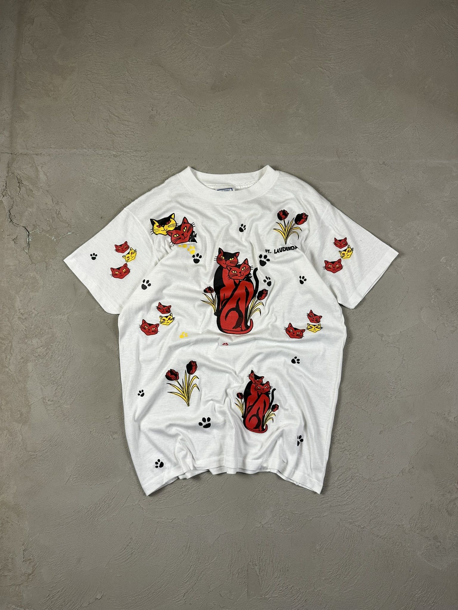Vintage 90s Vintage Cute Cats Cat Animal Graphic T-shirt Size US L / EU 52-54 / 3 - 1 Thumbnail