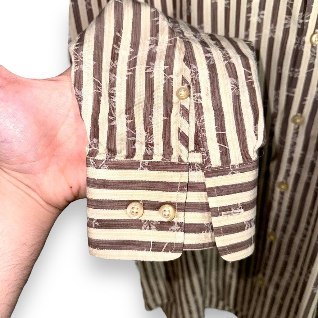 Tommy Bahama Tommy Bahama Tan Striped Silk L/S Button Down Shirt Size M Size US M / EU 48-50 / 2 - 4 Thumbnail