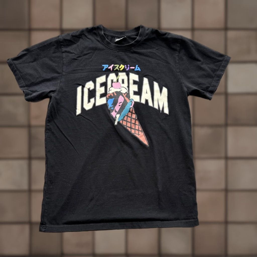 Vintage Icecream Shirt Mens M Black Graphic Tee Ice Cream Cone Japanese Logo Front Graphic Crew Neck Short Sleeve Size US M / EU 48-50 / 2 - 1 Thumbnail