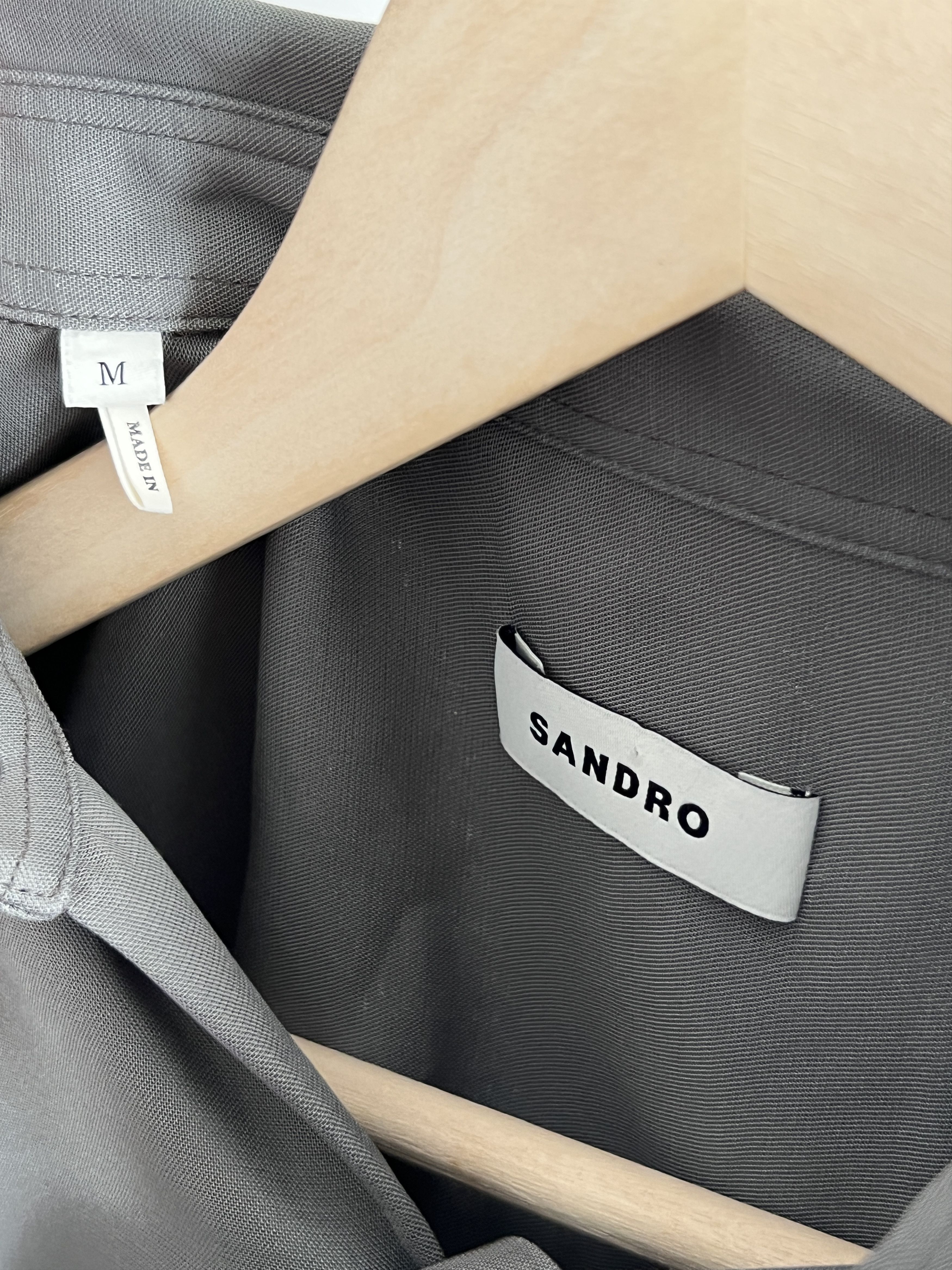 Sandro Short Sleeve Shirt Sandro Lyocell-blend Grey Regular Button Size US M / EU 48-50 / 2 - 3 Thumbnail