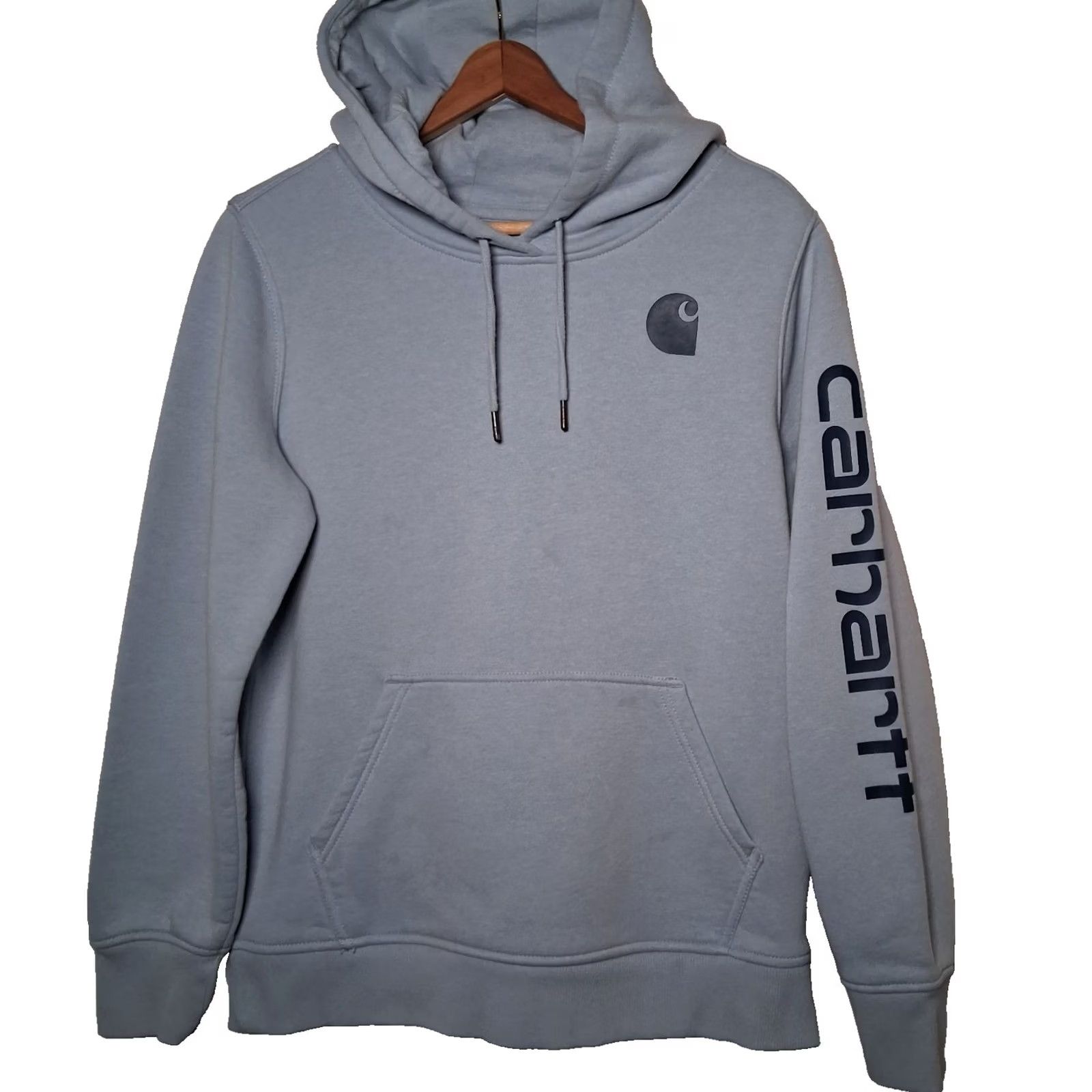 Carhartt Carhartt Hoodie Hooded Sweatshirt M Relaxed Fit Light Blue Work Workwear Pullover Hooded Logo Spellout Casual Women Size M / US 6-8 / IT 42-44 - 2 Thumbnail