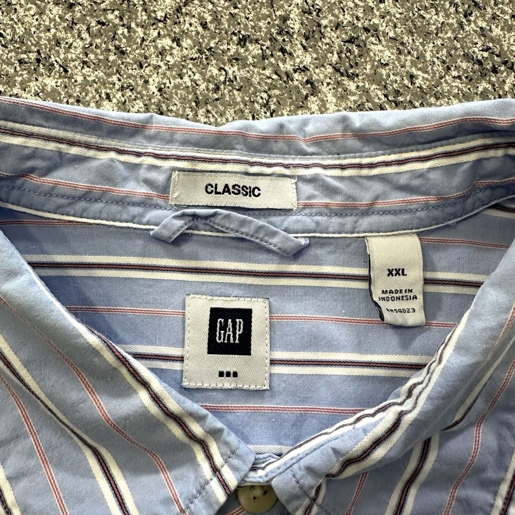 Gap Gap Shirt Mens XXL Classic Fit Long Sleeve Button-Up Light Blue Striped Size US XXL / EU 58 / 5 - 3 Thumbnail
