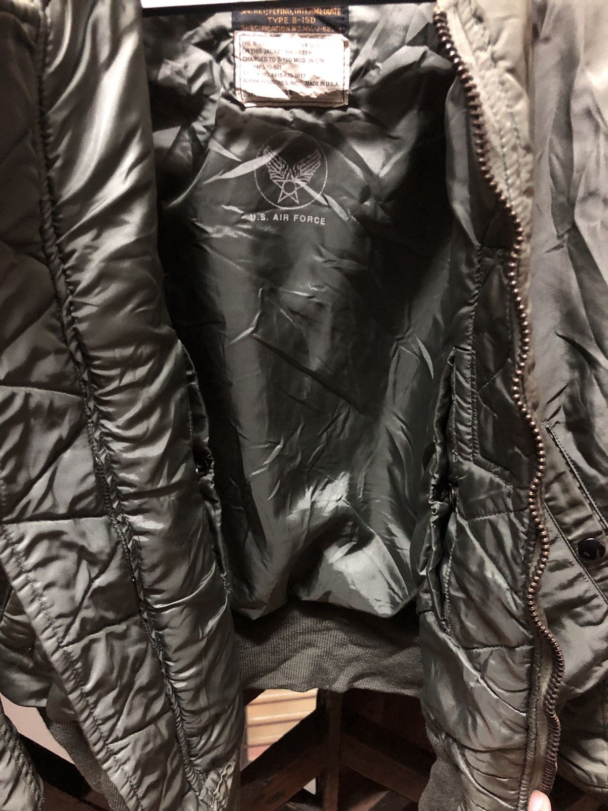 Alpha Industries Rare Vintage🇺🇸 B15-D MOD Flying Jacket Bomber USAF Size US M / EU 48-50 / 2 - 13 Thumbnail