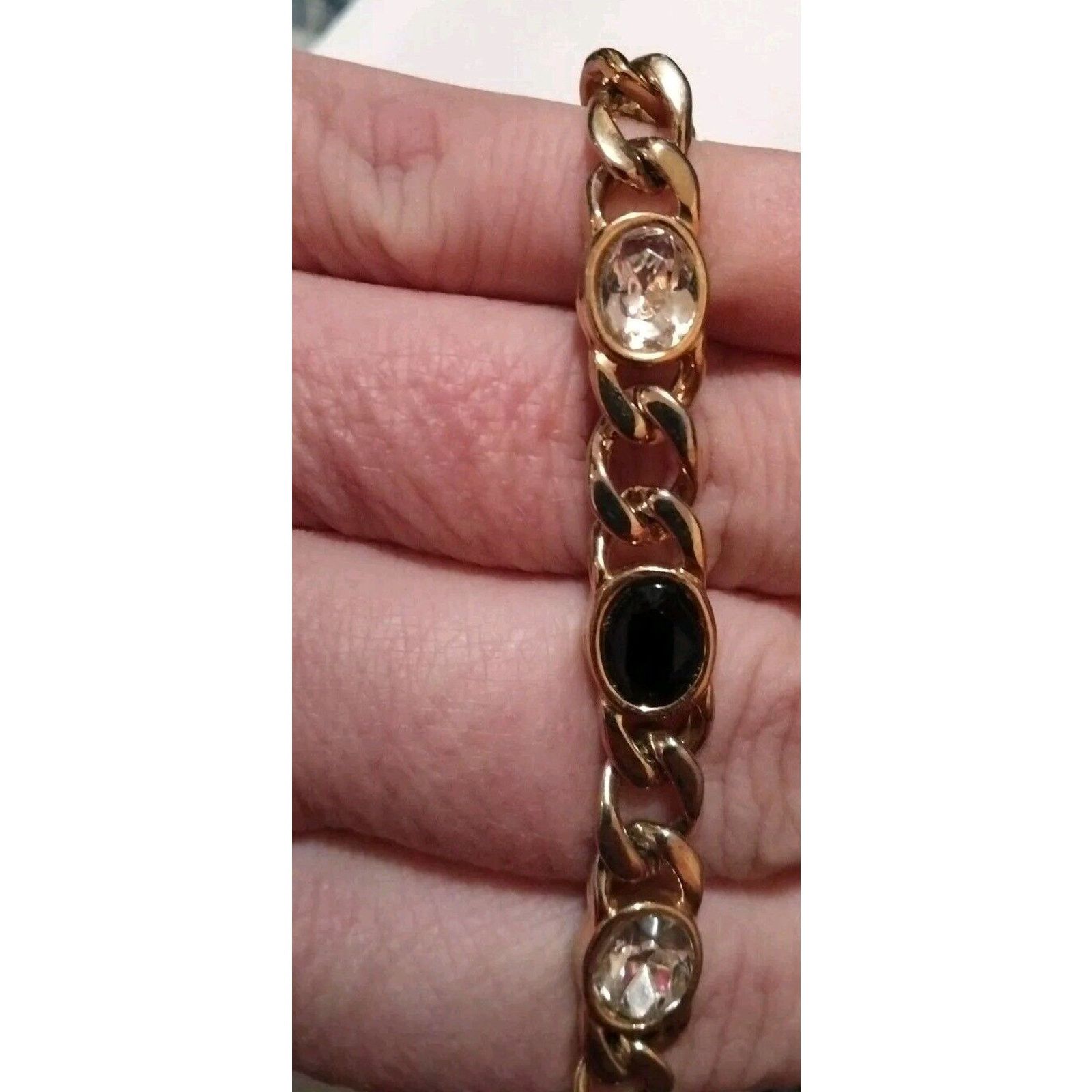 Other Black And Clear On Gold tone Bracelet Size ONE SIZE - 1 Thumbnail