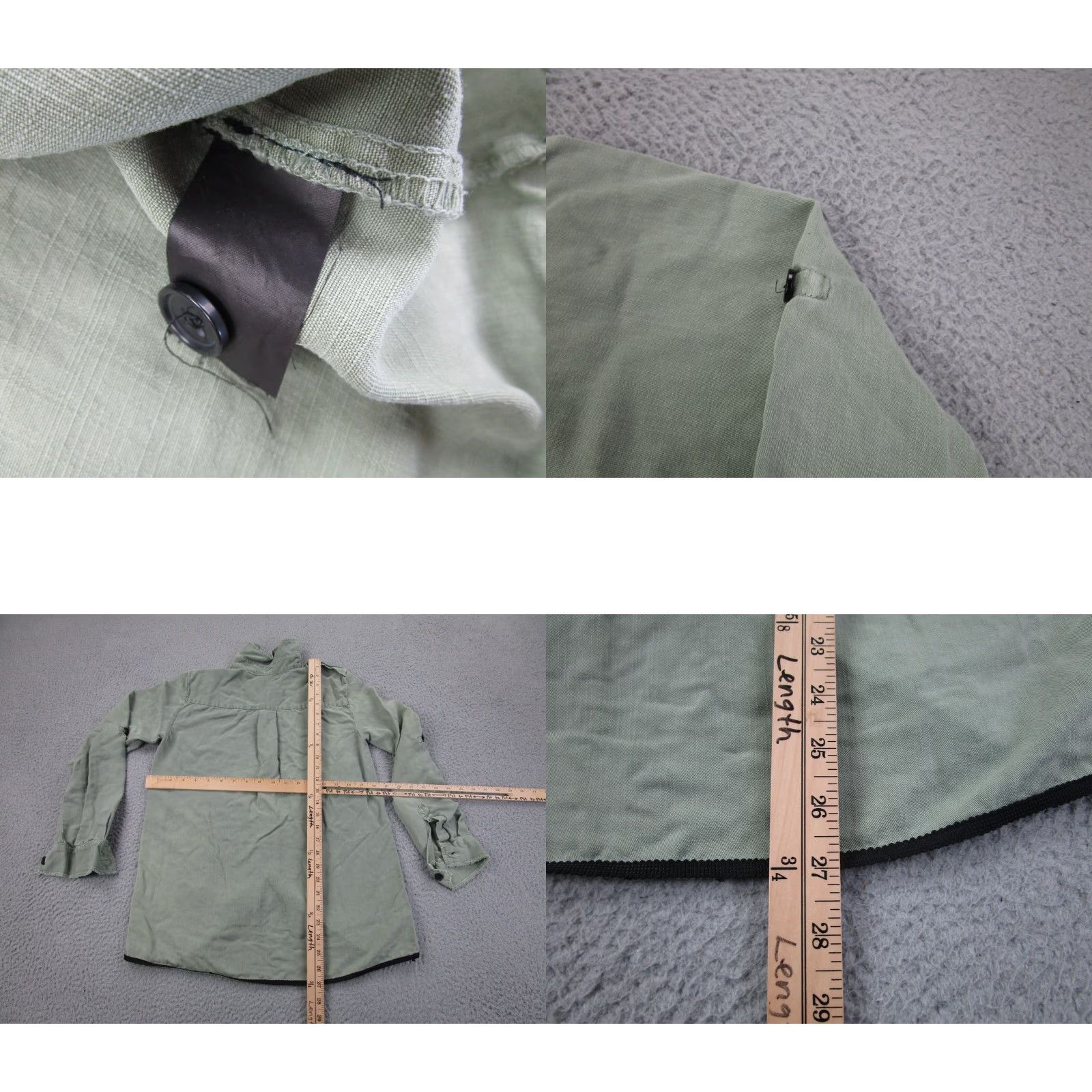 Zara Zara Shirt Womens XS Army Military Green Lyocell Collared Button-Up Workwear Long Sleeve Oversized Closet Basic Size XS / US 0-2 / IT 36-38 - 8 Thumbnail