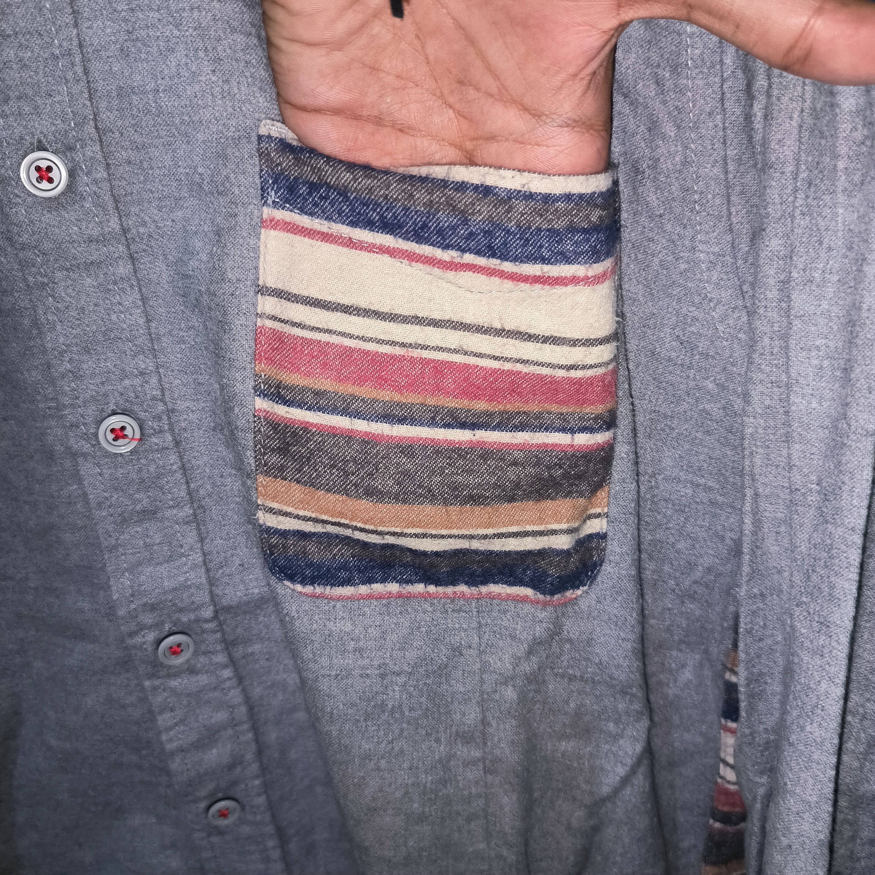 Japanese Brand × semanticdesign Semantic Design Two Tone Striped Flannel Size US L / EU 52-54 / 3 - 2 Thumbnail