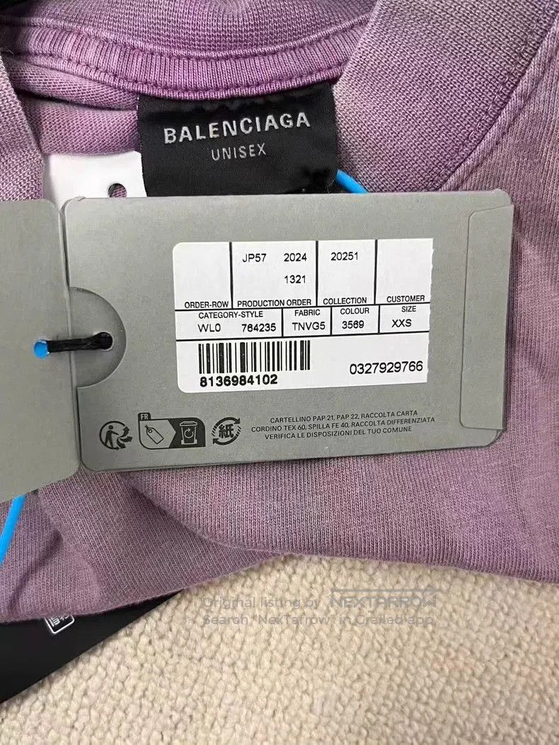 Balenciaga Balenciaga Purple Logo Crewneck T-shirt. Size US XXS / EU 40 - 3 Thumbnail