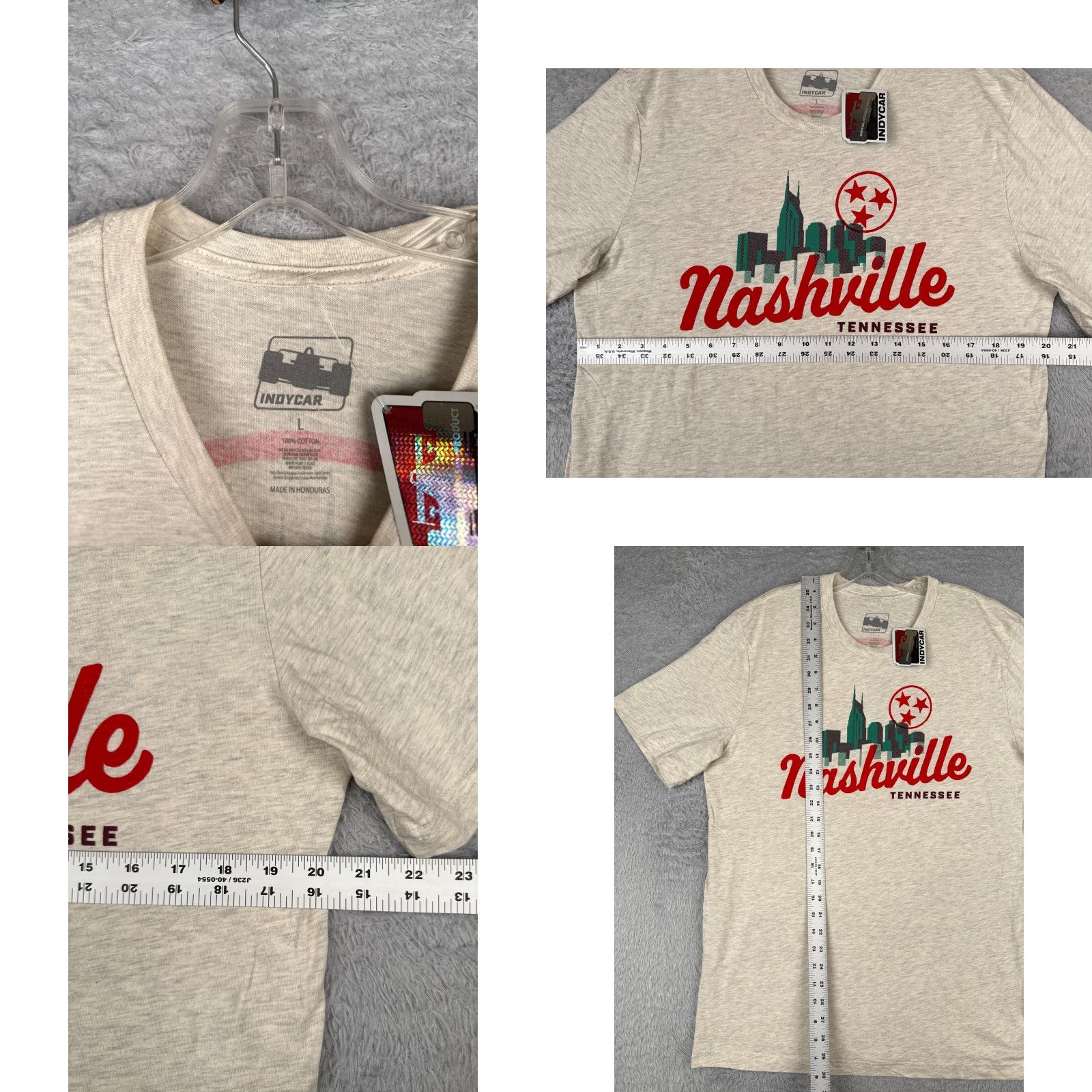 Vintage Legends Global Merchandise Indycar Nashville Grand Prix Shirt Adult Large Beige Short Sleeve Crew Neck T-Shirt Men’s Car Racing Logo All Seasons 2020s Size US L / EU 52-54 / 3 - 8 Thumbnail