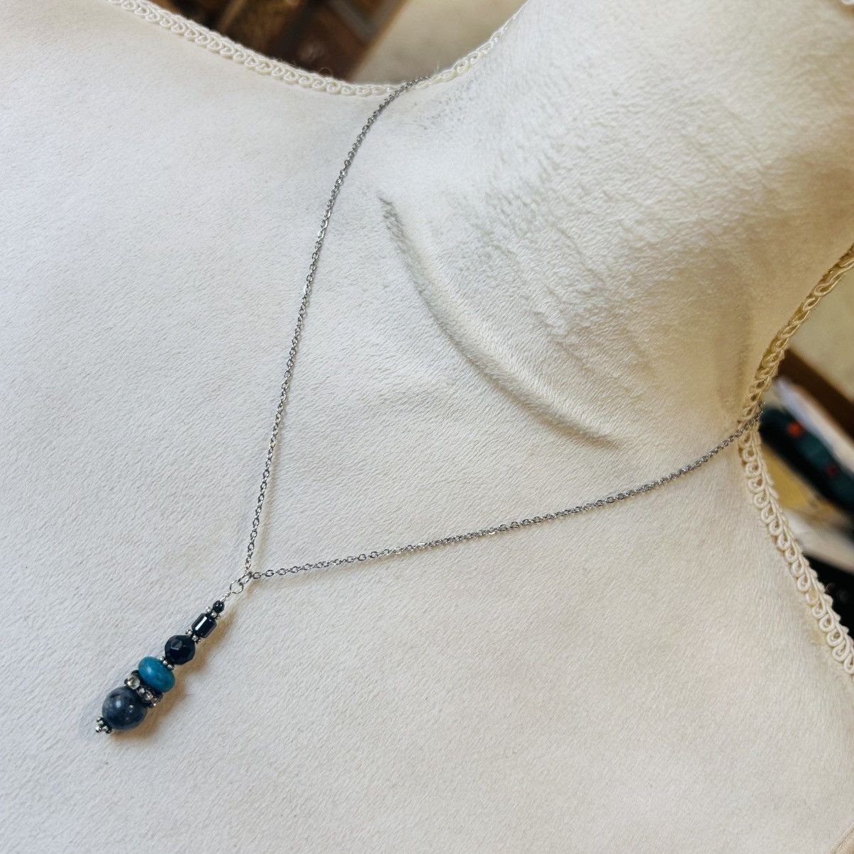 Handmade Handcrafted larvikite turquoise hematite crystal set Size ONE SIZE - 4 Thumbnail