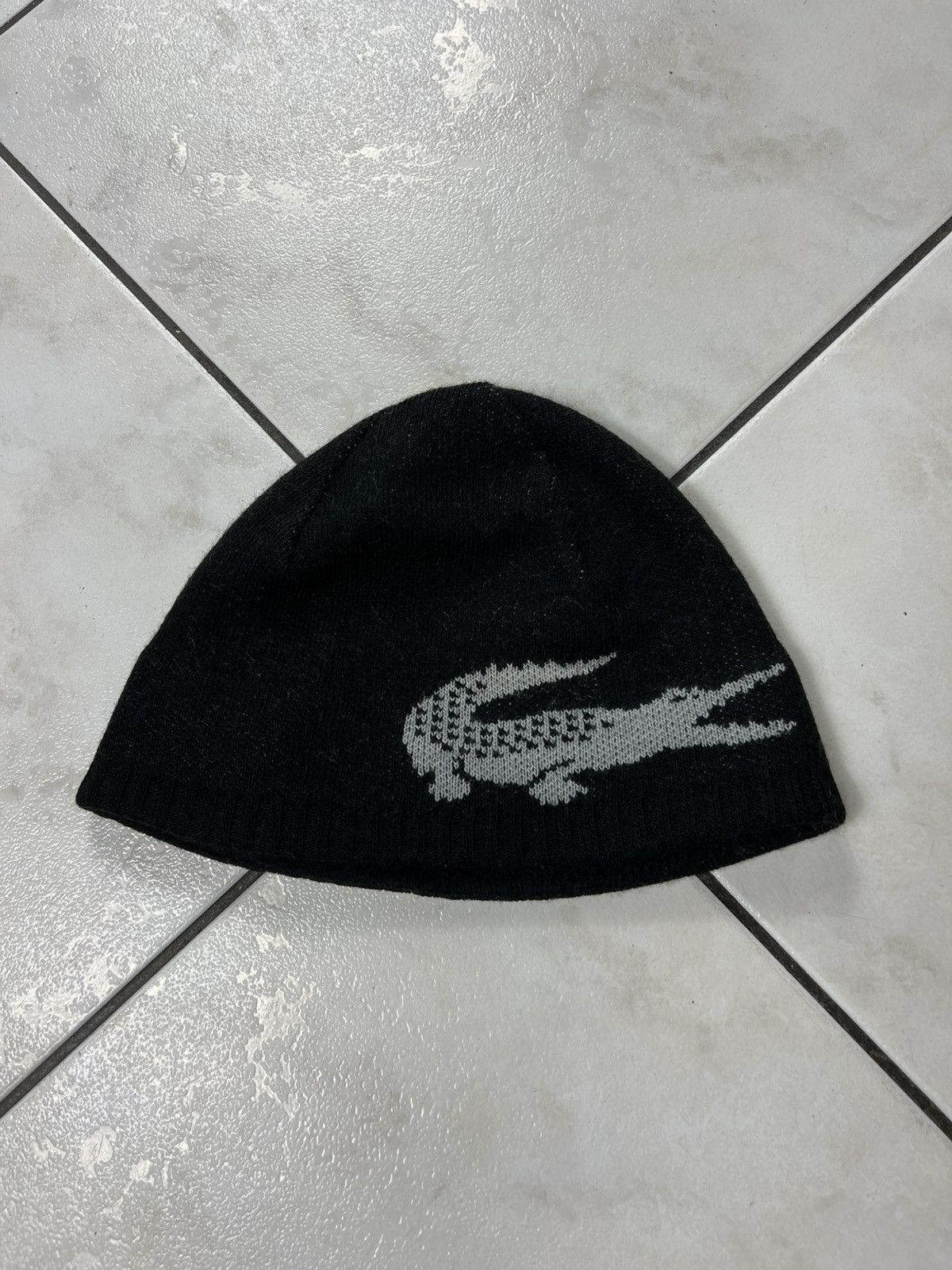 Lacoste Vintage Lacoste y2k knitted crocodile big logo drill beanie Size ONE SIZE - 3 Thumbnail