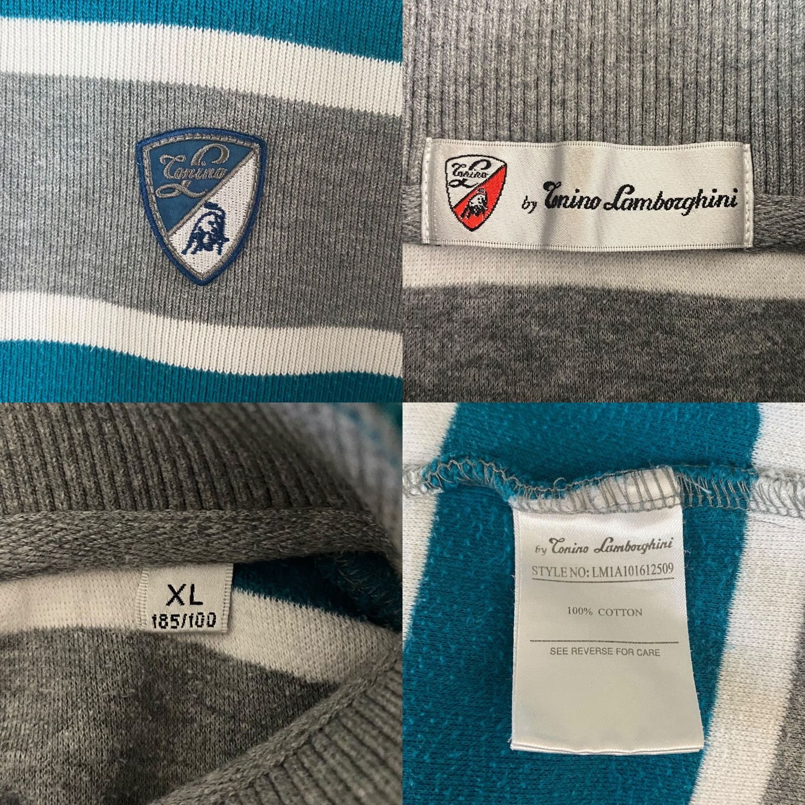 Lamborghini VINTAGE Tonino Lamborghini Men's Sweater XL Knit Striped Long Sleeve Casual Business Party Blue Size US XL / EU 56 / 4 - 8 Thumbnail