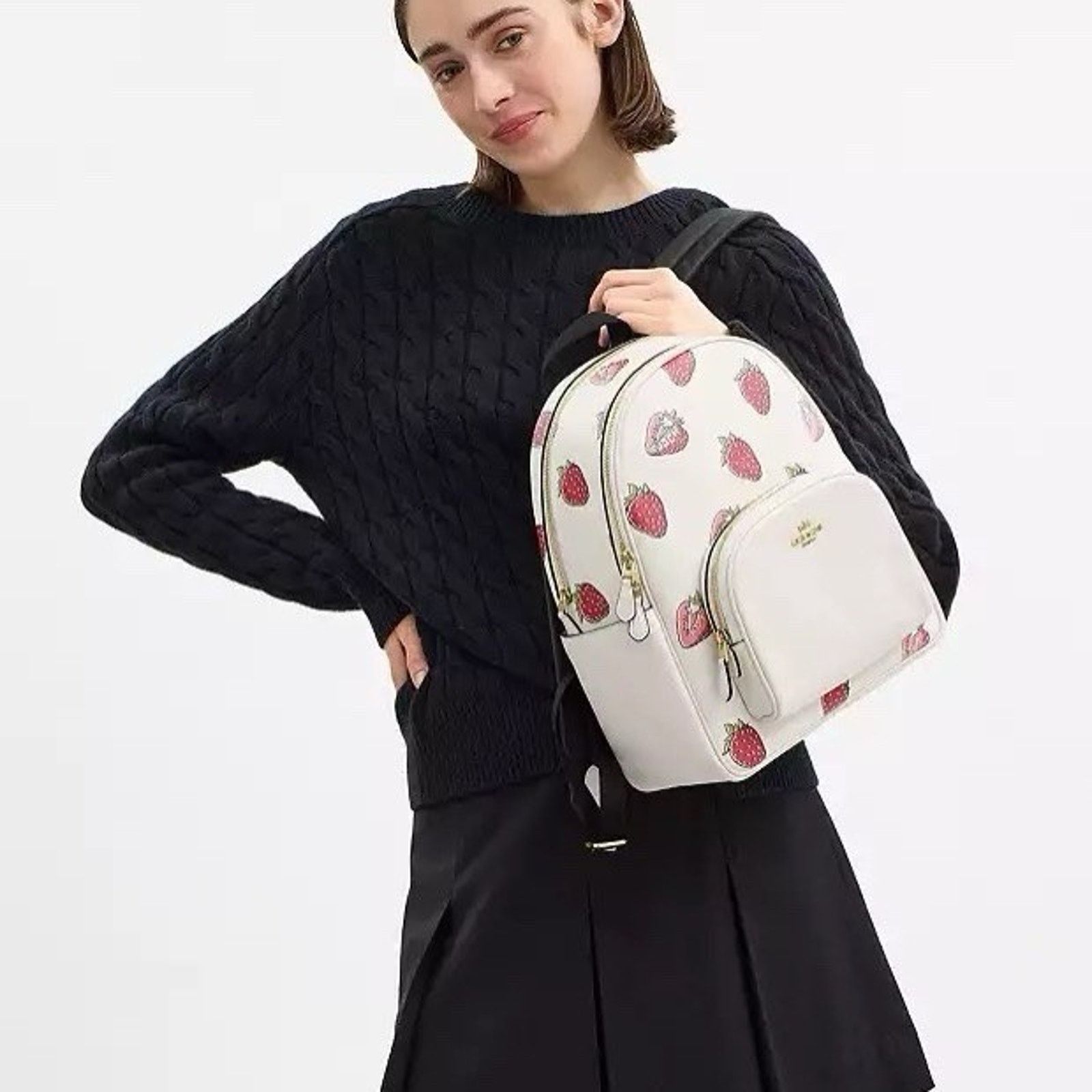 Coach NWT Coach Court Backpack Strawberry CAS94 Gold/Chalk Size ONE SIZE - 7 Thumbnail