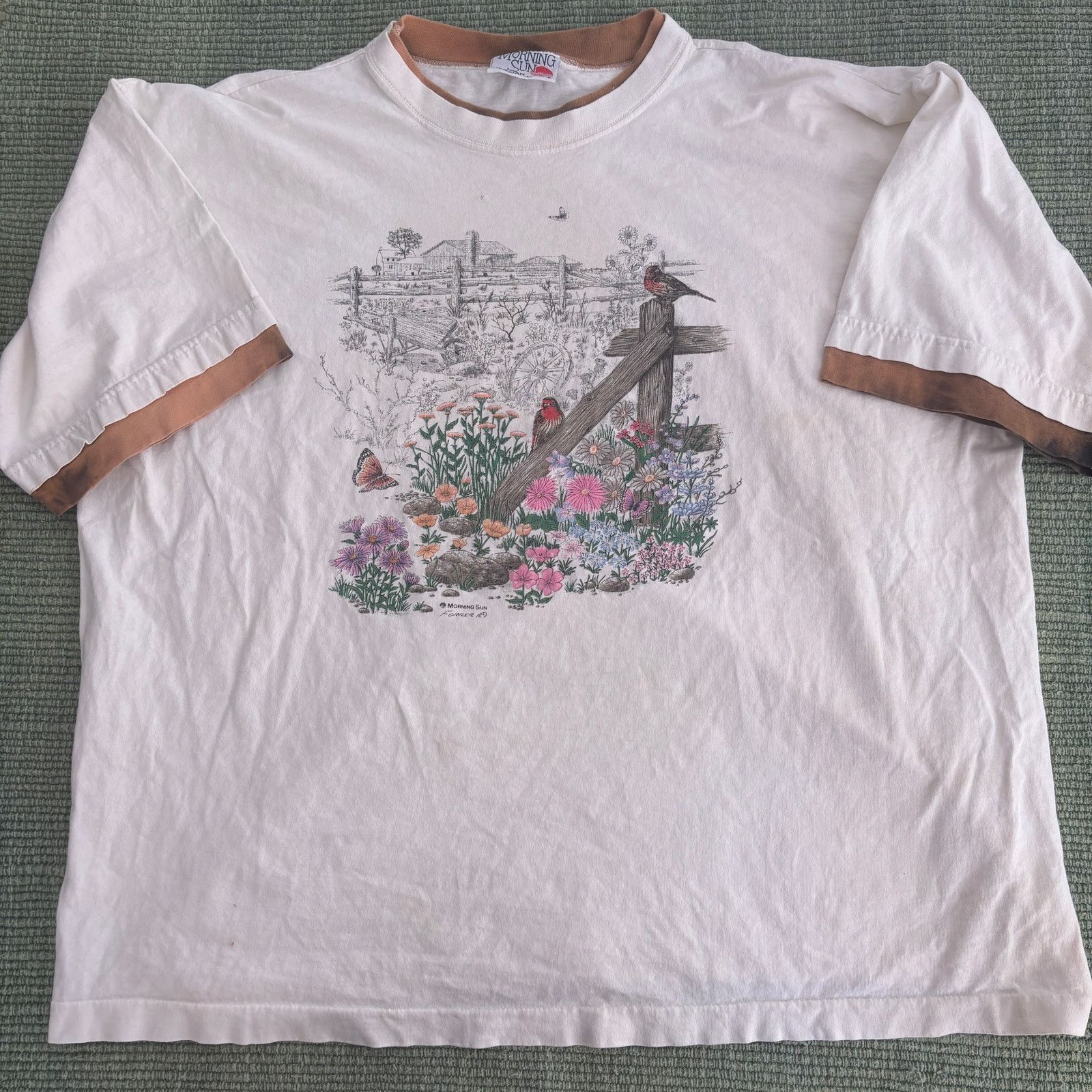 Vintage Vintage 90s big size morning sun nature grandma tee shirt Size US XXL / EU 58 / 5 - 1 Thumbnail