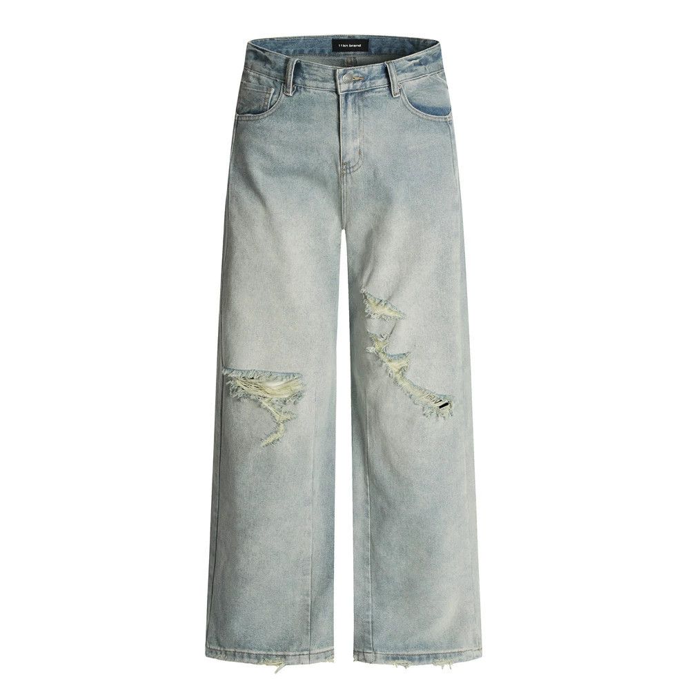 Vintage Men's loose punk washed ripped straight jeans Size US 32 / EU 48 - 1 Thumbnail