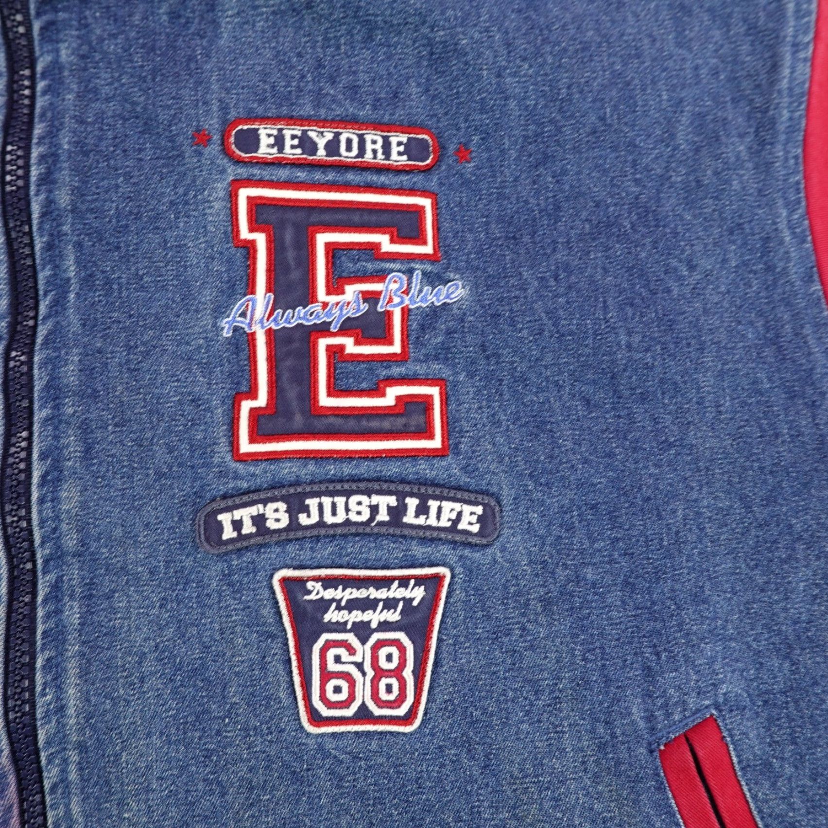 Disney Vintage Disney Jacket Mens Large Blue Denim Red Eeyore Quilted Bomber Coat 90s ^ Size US L / EU 52-54 / 3 - 3 Thumbnail