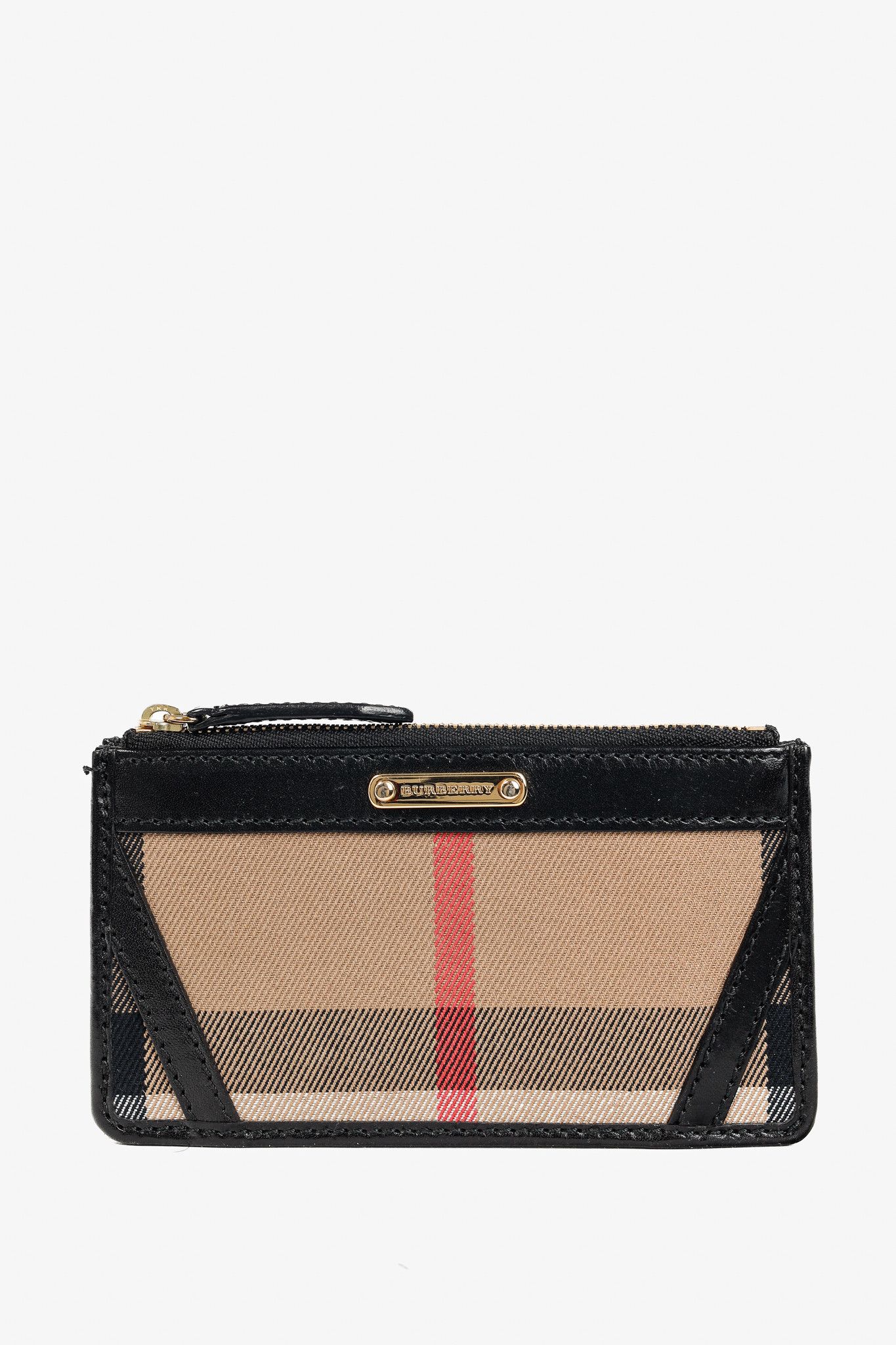 Burberry Burberry Nova Check Canvas Black-Leather-Trim Wallet Size ONE SIZE - 1 Thumbnail