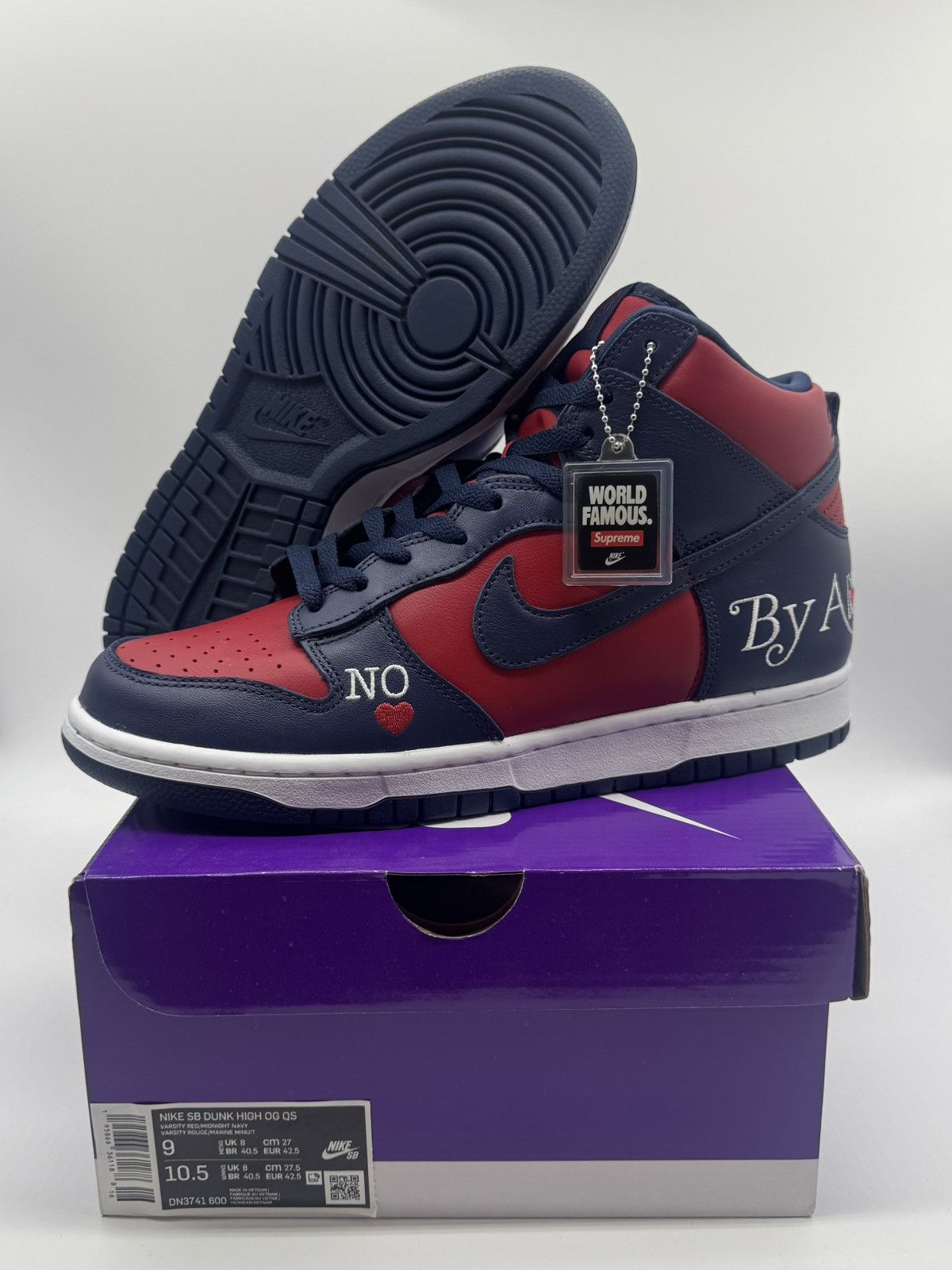 Nike × Supreme Nike Dunk SB High X Supreme ‘By Any Means’ Red Navy Size US 9 / EU 42 - 1 Thumbnail