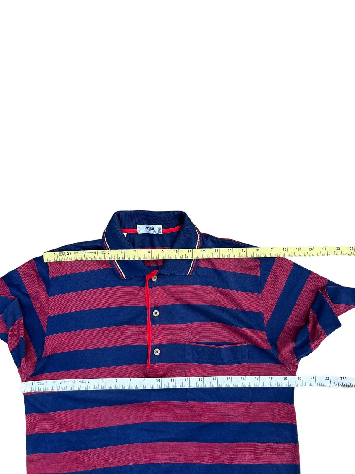 Celine Vintage Celine Paris Made in Italy Border Striped Polo Shirt Size US S / EU 44-46 / 1 - 2 Thumbnail