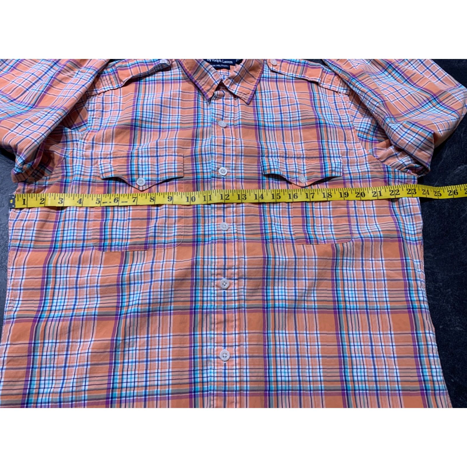 Polo Ralph Lauren Polo Ralph Lauren Button Down Shirt Men Large Orange Military Plaid Long Sleeve Casual Size US L / EU 52-54 / 3 - 6 Thumbnail