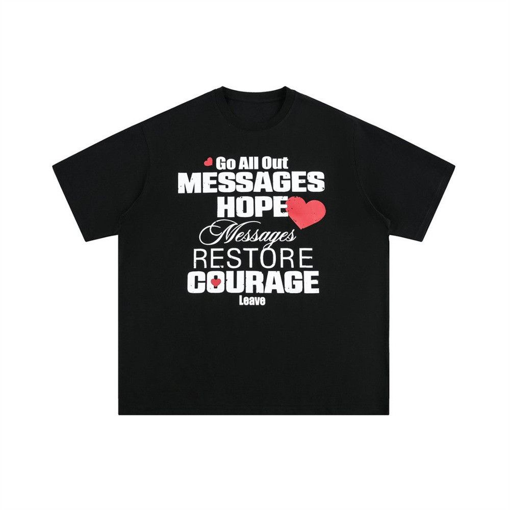 Japanese Brand Men's Loose Short-Sleeve T-Shirt with Heart and Letter Print Size US M / EU 48-50 / 2 - 1 Thumbnail