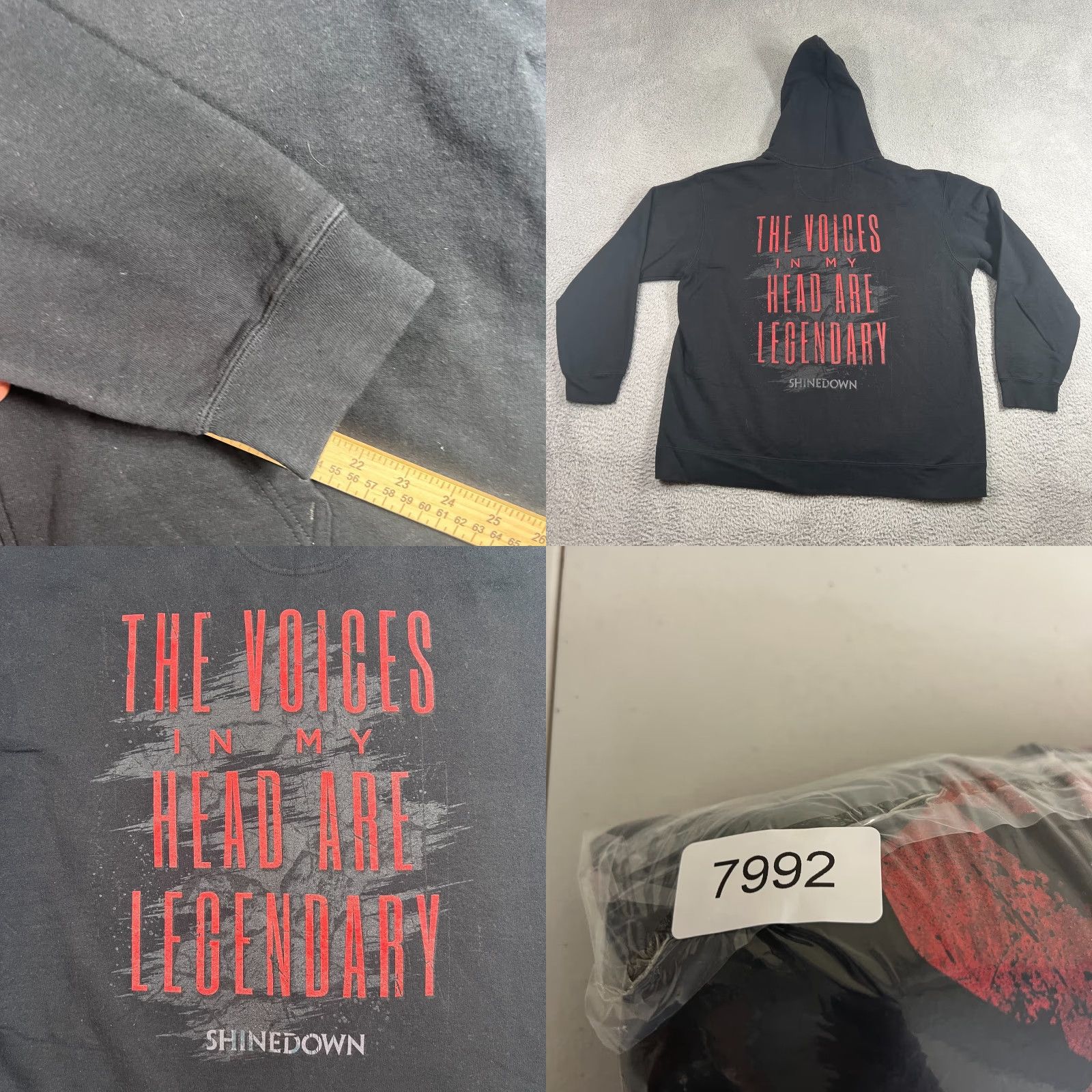 Vintage VINTAGE Shinedown Hoodie Full Zip 2XL Men Black Cotton Logo Patches Pockets Retro Rock Size US XXL / EU 58 / 5 - 8 Thumbnail