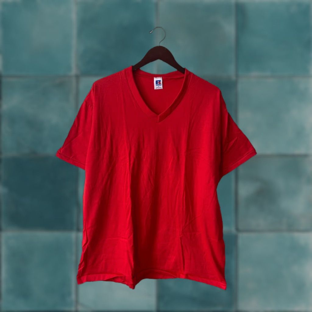 Russell Athletic VINTAGE Russell Athletic V-Neck T-Shirt Mens XL Red 90s NOS NWOT Deadstock USA Size US XL / EU 56 / 4 - 1 Thumbnail