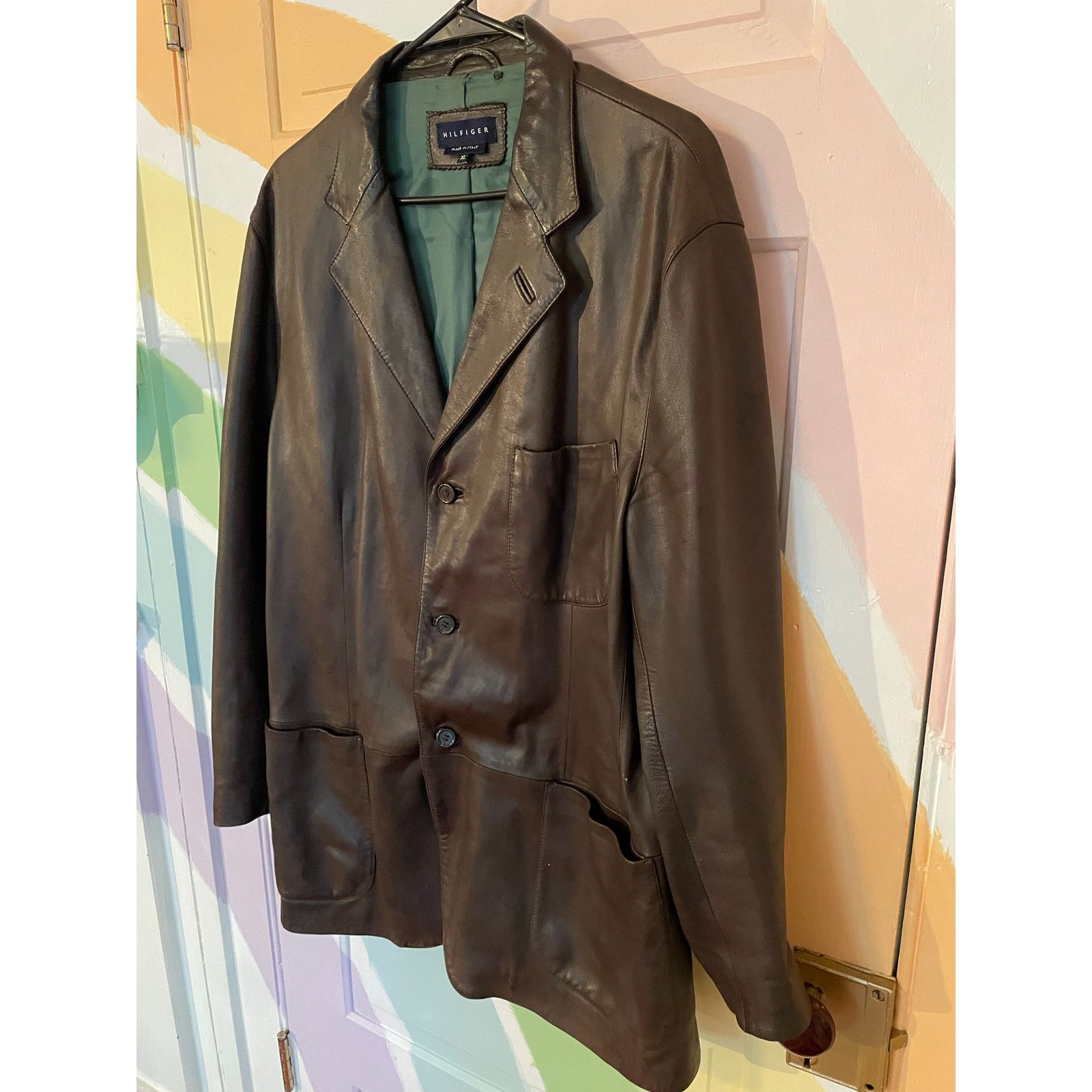 Tommy Hilfiger Hilfiger Vintage Brown Leather Blazer Men XL Made in Italy Size US XL / EU 56 / 4 - 3 Thumbnail