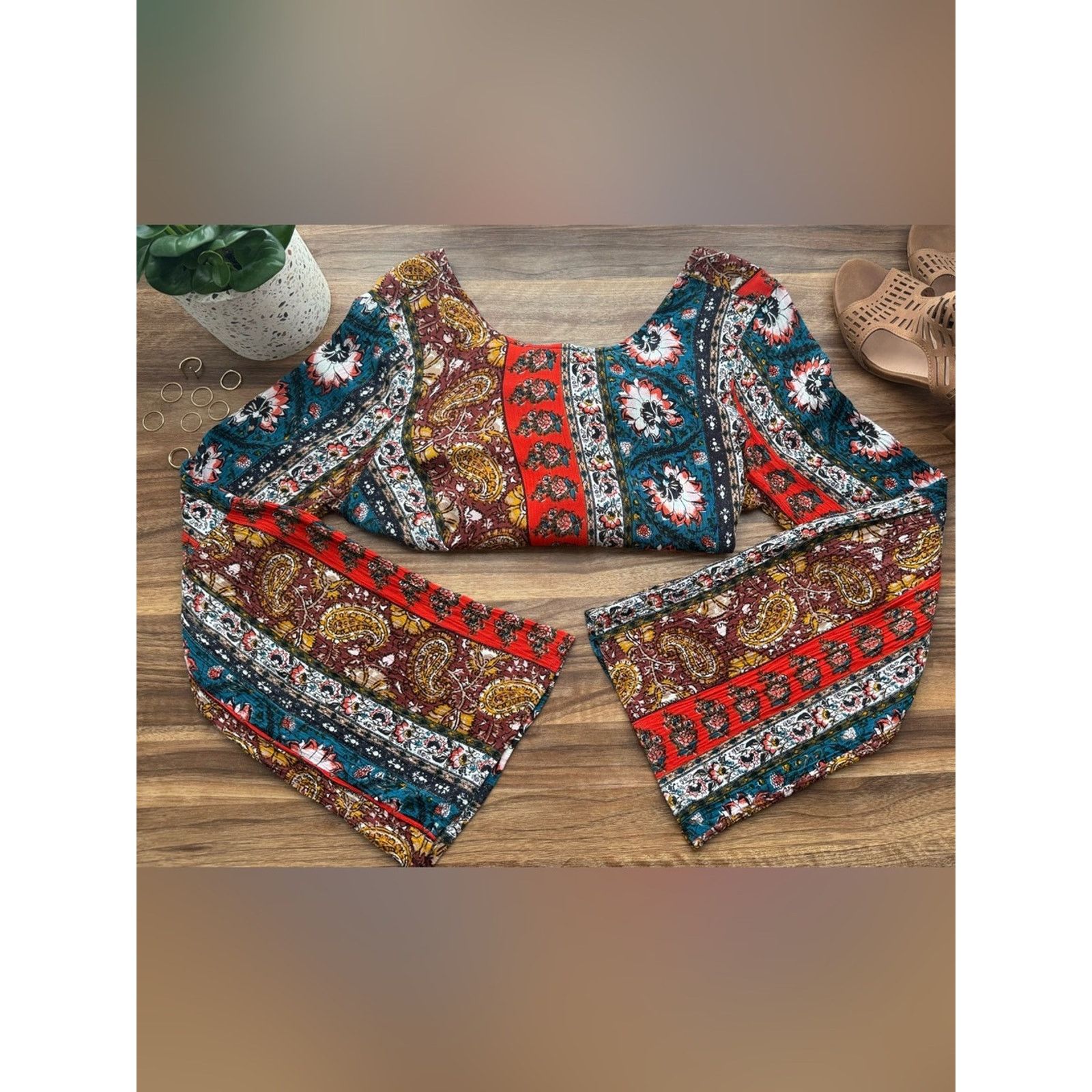Billabong Billabong Rainy Roads Teal Print Boho Mini Dress Size M / US 6-8 / IT 42-44 - 1 Thumbnail