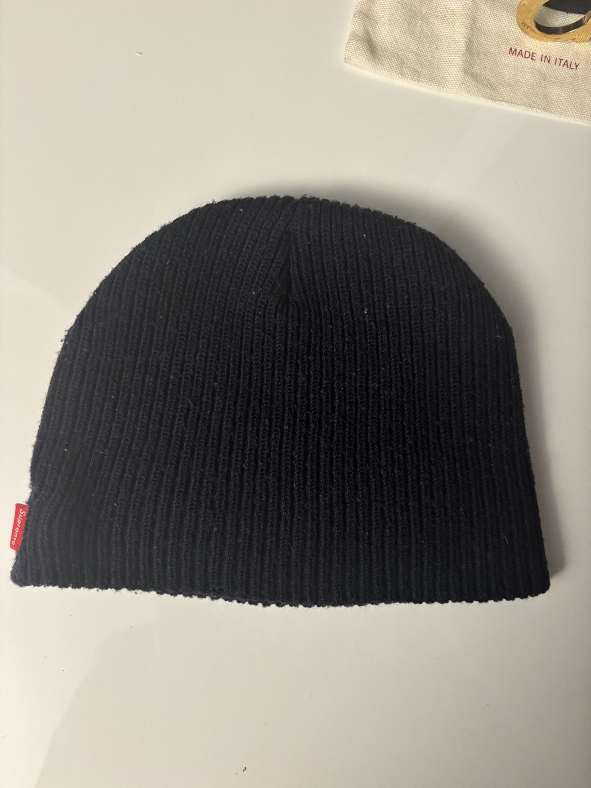 Supreme Supreme racing panel beanie navy | Grailed