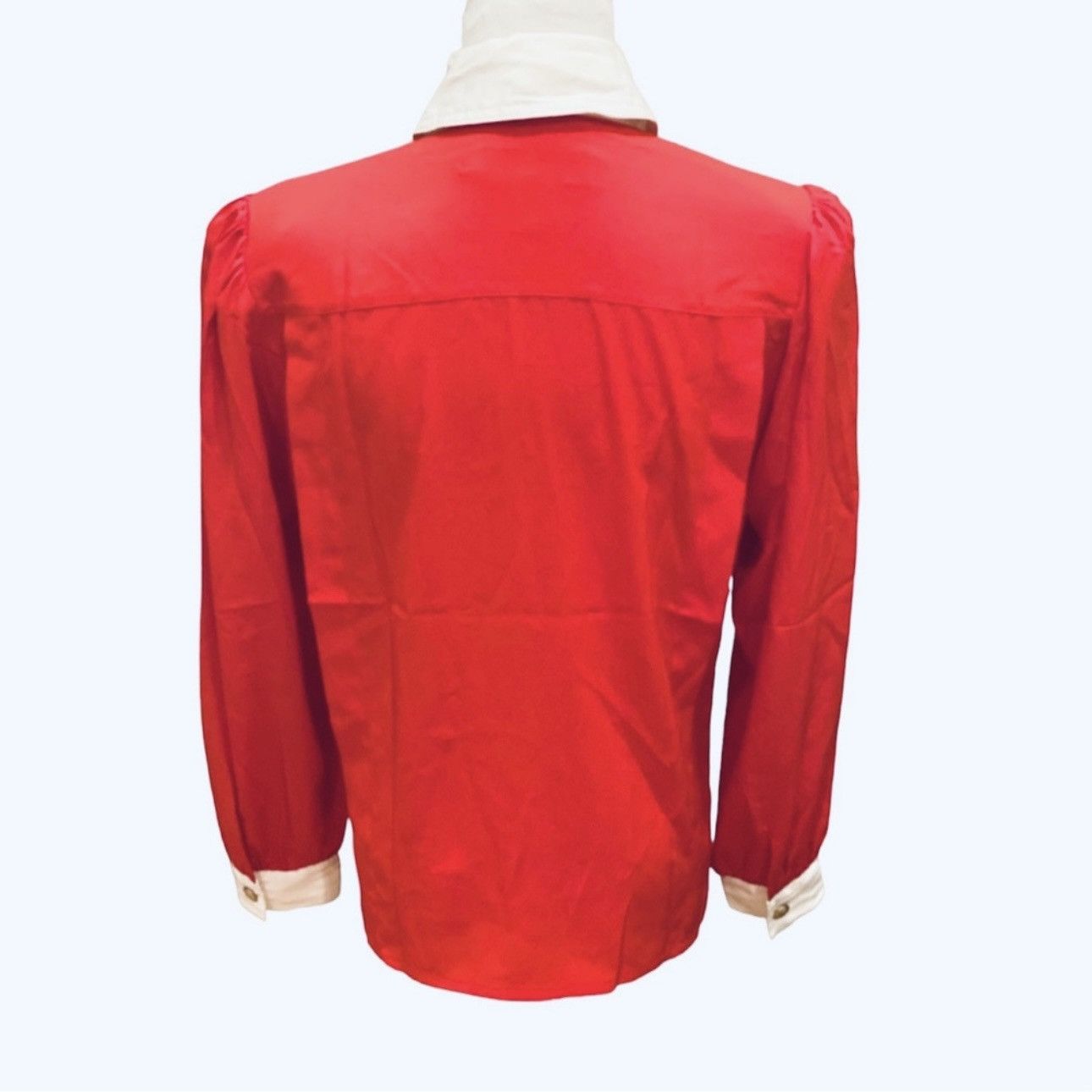 Vintage Vintage 80s 90s Pleat Front Blouse Double Breasted Red 6 Size M / US 6-8 / IT 42-44 - 3 Thumbnail