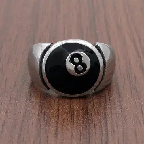 Jewelry Black 8 Ring Size 6 7 8 9 10 11 in Silver, Men's