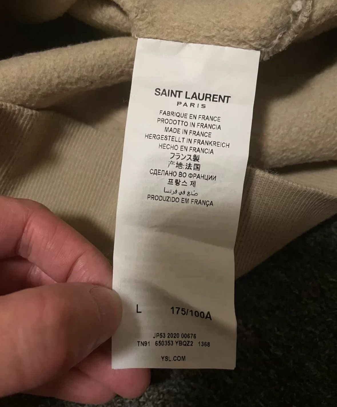 Saint Laurent Paris × Yves Saint Laurent Saint Laurent Men's Khaki Hoodie 2412-Nextarrow Size US L / EU 52-54 / 3 - 5 Thumbnail