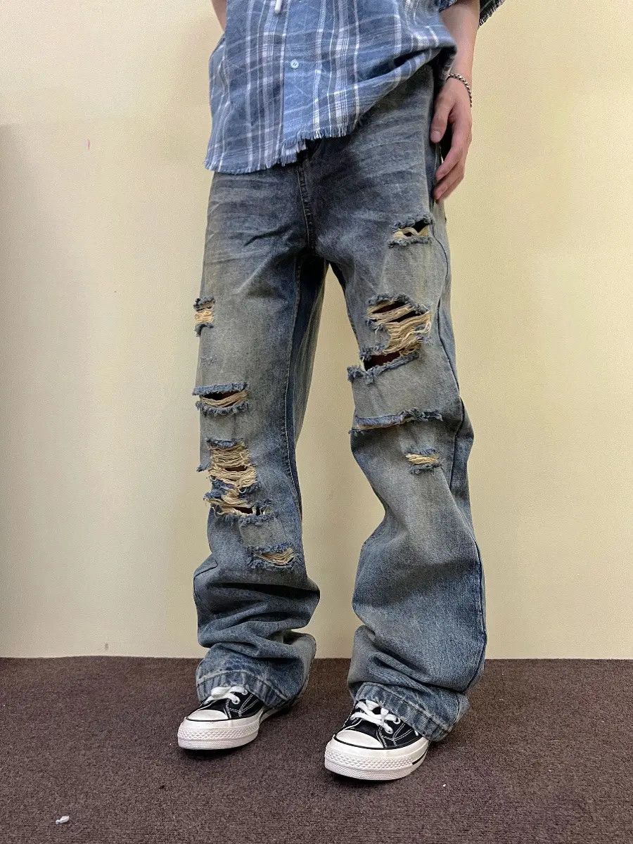 Japanese Brand × Jean Distressed Wide Leg Denim Jeans Size US 32 / EU 48 - 3 Thumbnail