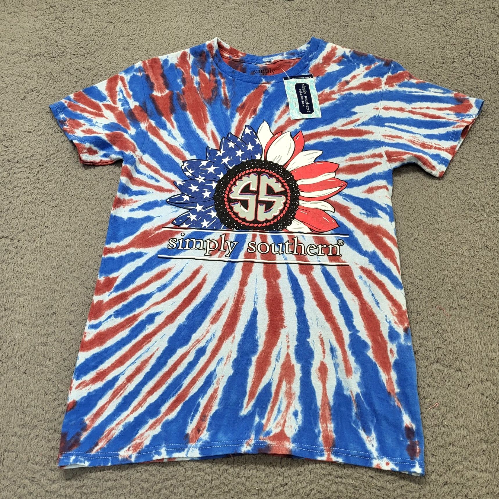 Vintage Simply Southern T-Shirt Women’s Size S Short Sleeve Patriotic Tie Dye Dog Daisy Women's Shirt Casual Summer Size S / US 4 / IT 40 - 6 Thumbnail