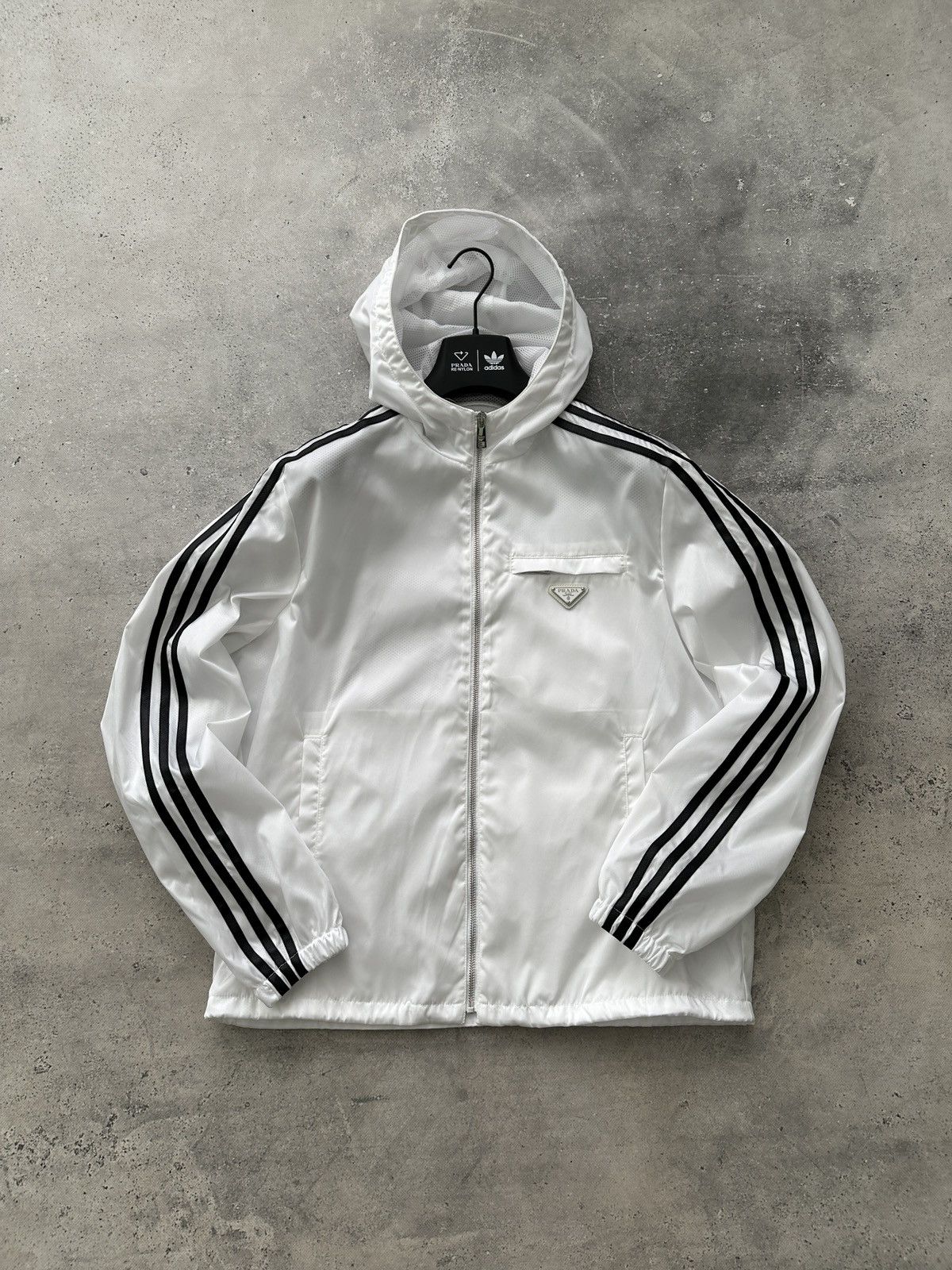 Pre-owned Adidas X Prada Adidas For Prada Re-nylon Hooded Track Jacket In White