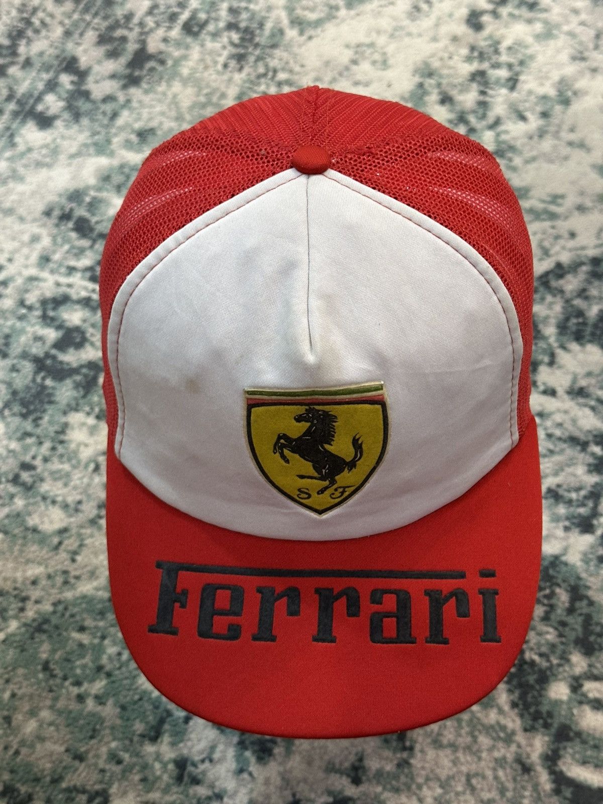 Ferrari Vintage 1990 Ferrari Logo Red Trucker Hats Size ONE SIZE - 6 Thumbnail