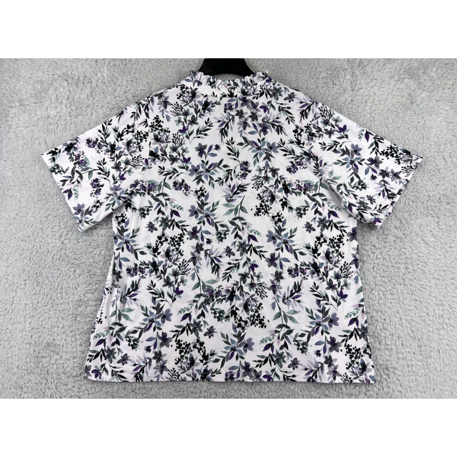 Karl Lagerfeld Karl Lagerfeld Shirt Womens 1X White Floral Polyester Blend Stretch Size XL / US 12-14 / IT 48-50 - 2 Thumbnail