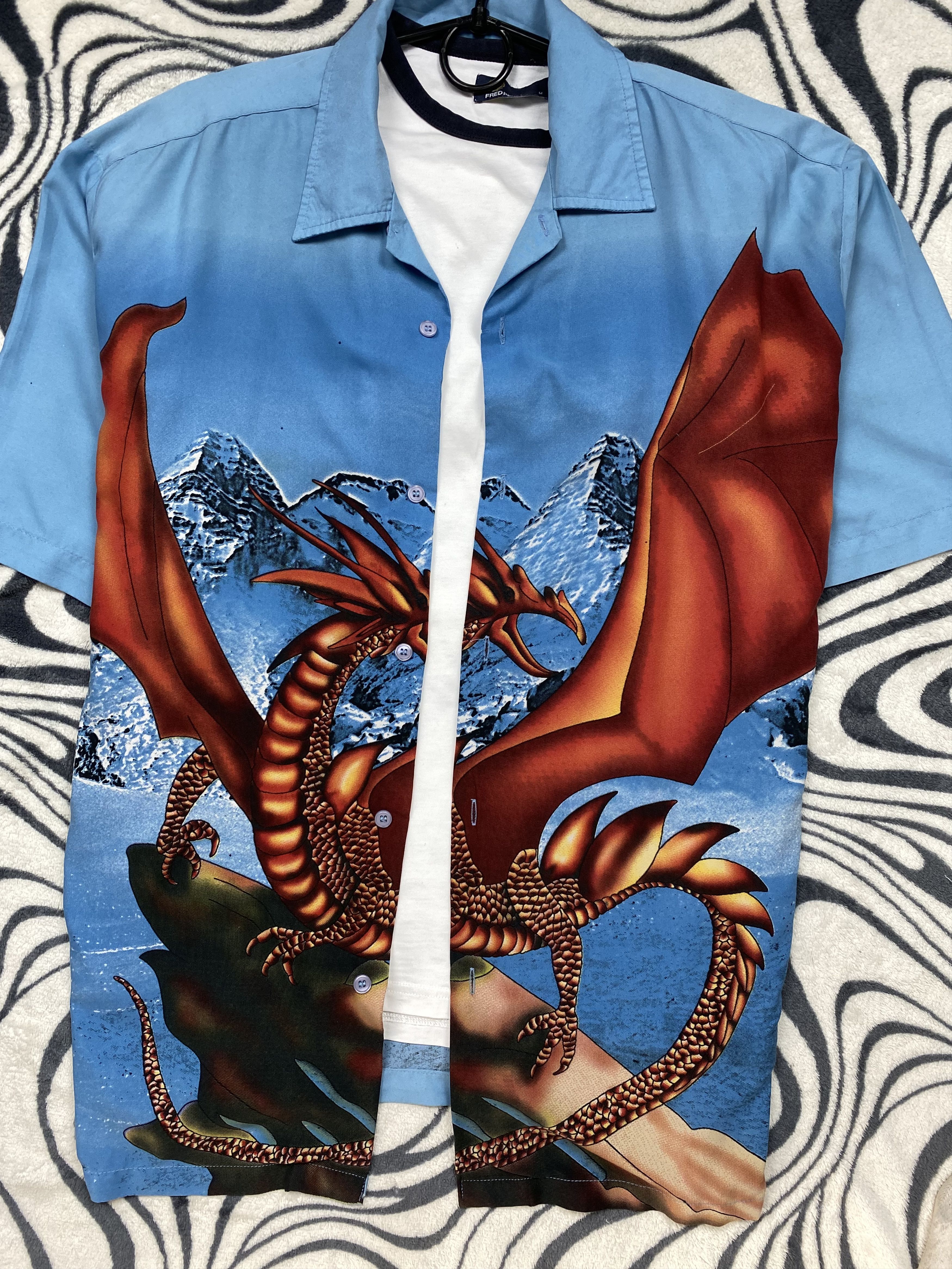 Vintage Vintage Hawaiian Shirt Dragon Print Y2K Size US XL / EU 56 / 4 - 4 Thumbnail