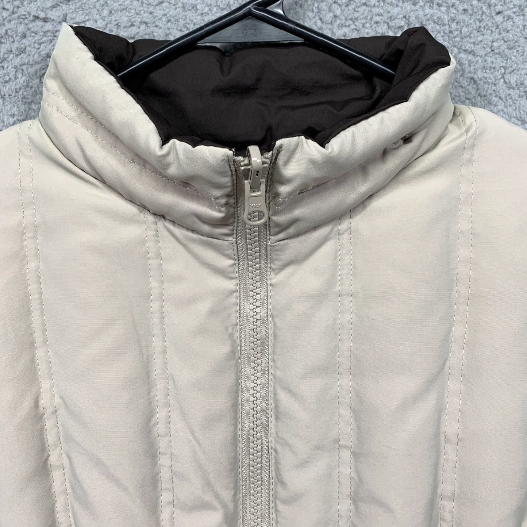 Vintage True Character Vest Women's Small Tan Brown Reversible Goose Down & Feathers Zip Machine Wash Jacket/Coat Short Sleeveless Casual Travel Outdoor Size S / US 4 / IT 40 - 2 Thumbnail