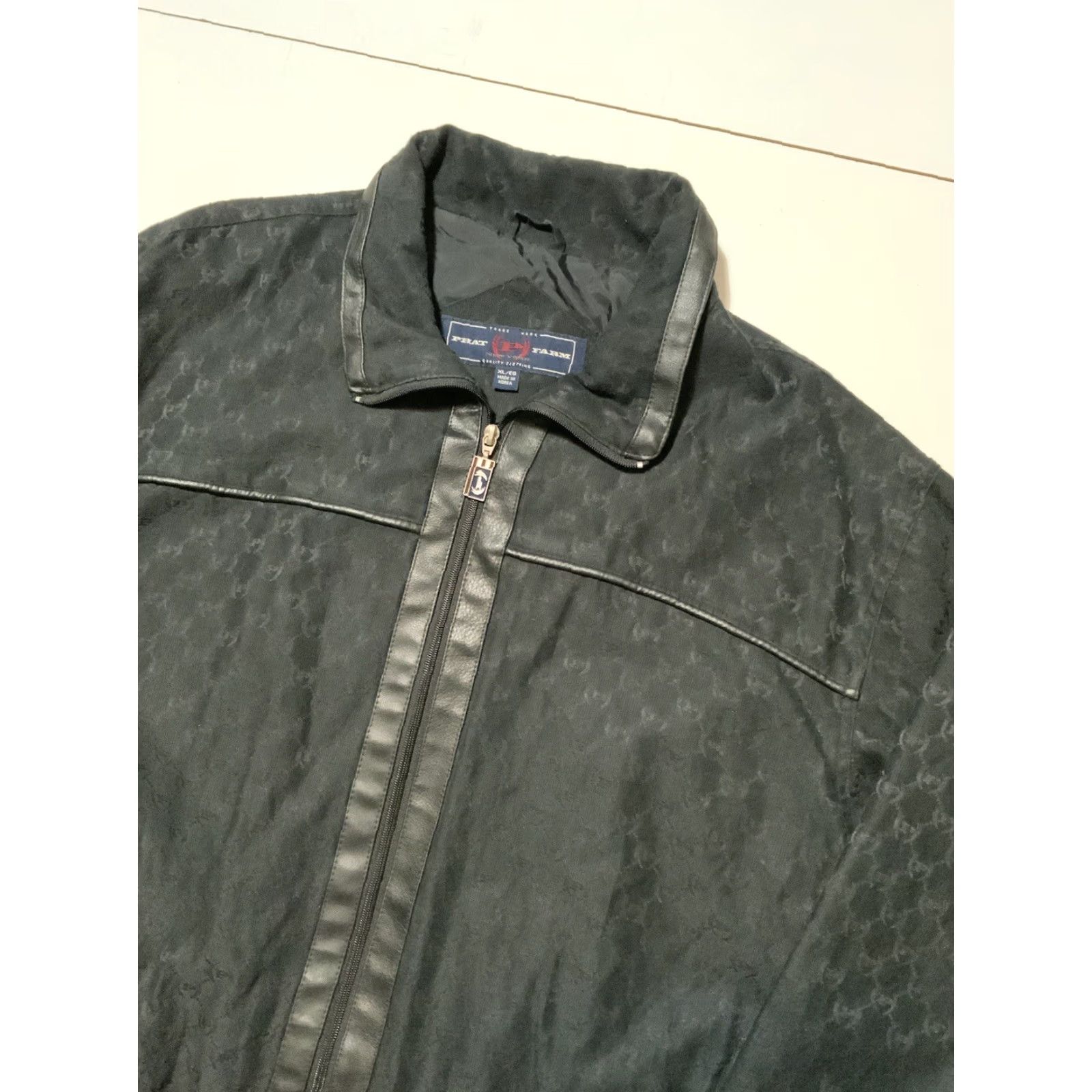 Phat Farm VINTAGE Phat Farm Monogram AOP Suede Trim Bomber Jacket XL Men Black 90s 2000s Dapper 54 Chest Weekend Size US XL / EU 56 / 4 - 4 Thumbnail