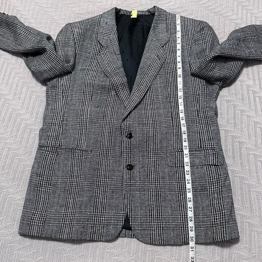 Vintage Vintage black and white glen check plaid silk blazer Size 46R - 9 Thumbnail