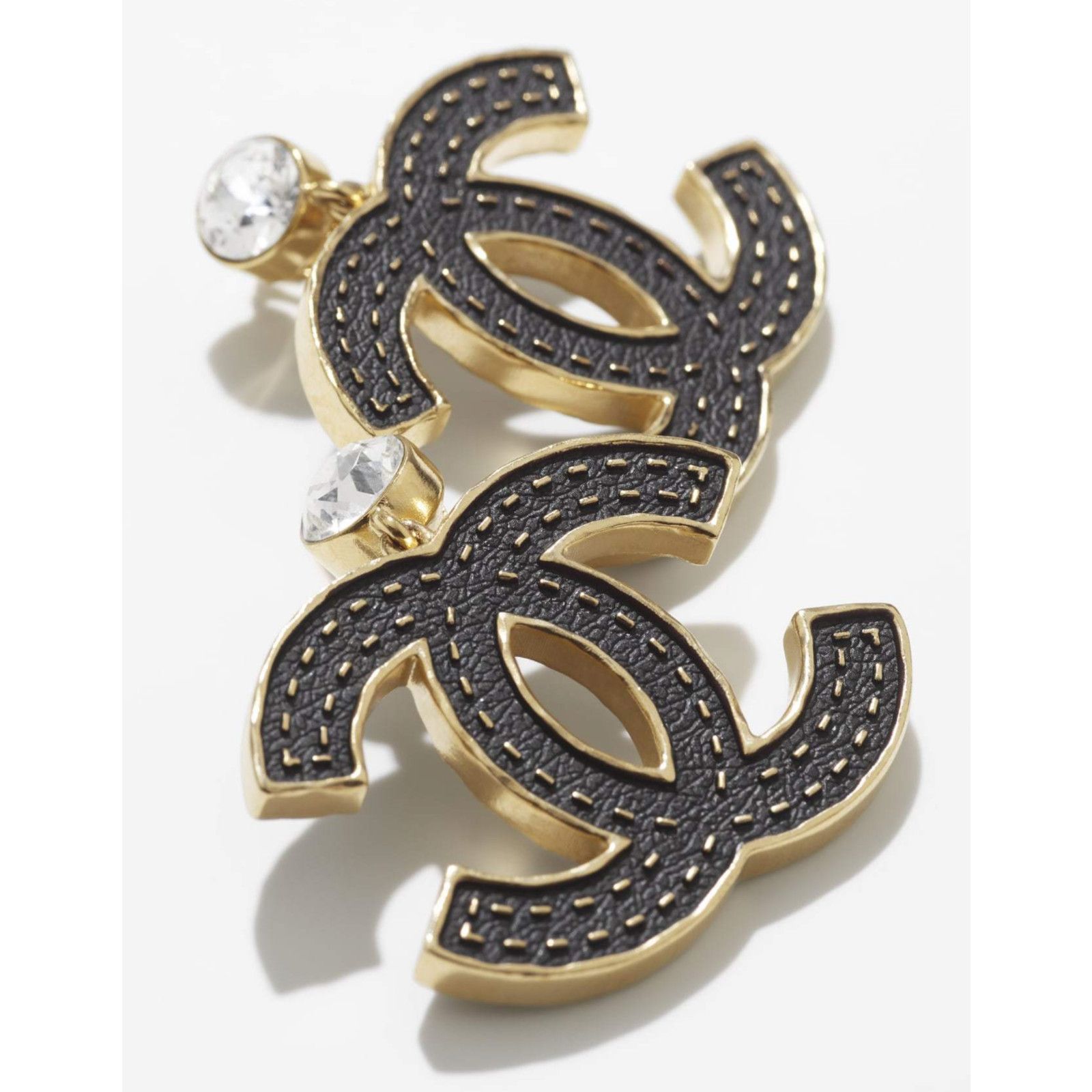 Chanel Chanel Gold Crystal Clip On Dangle Drop Statement Earrings Size ONE SIZE - 7 Thumbnail