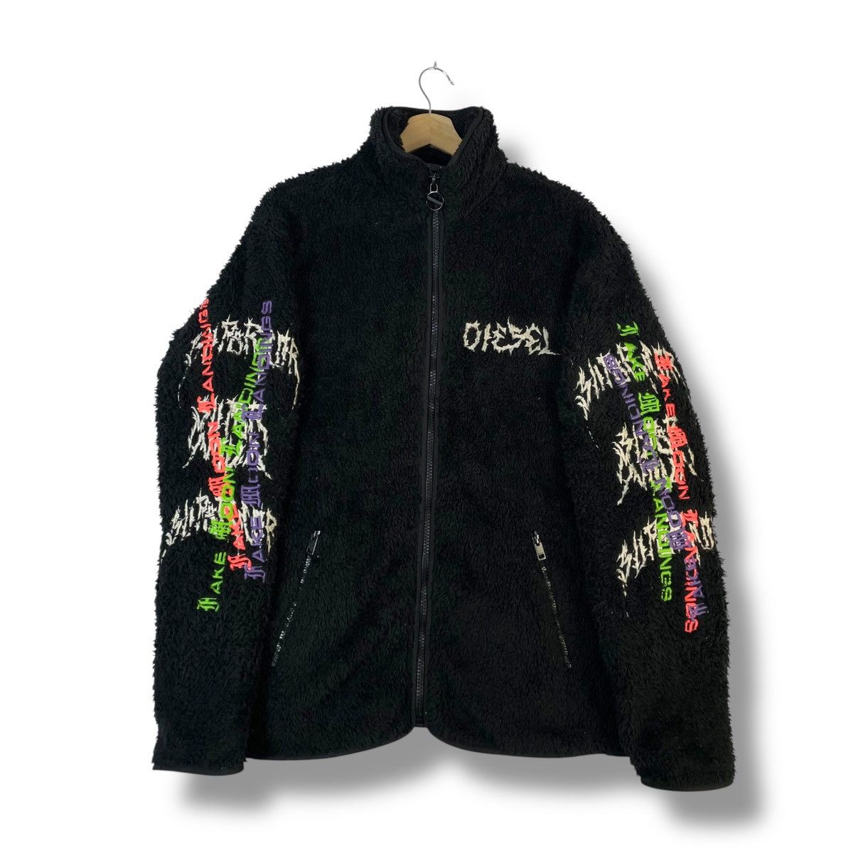 Diesel DIESEL EMBROIDERED WORDING FULL ZIP FLEECE JACKET Size US XL / EU 56 / 4 - 2 Thumbnail