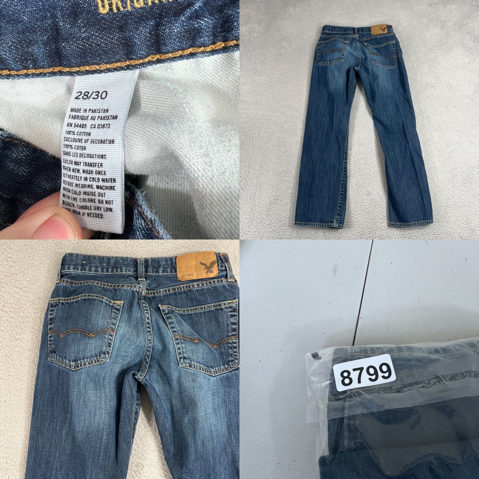 American Eagle Outfitters American Eagle Jeans Men's 28x30 (Fits 28x27.5) Blue Original Straight Stretch Size US 28 / EU 44 - 8 Thumbnail