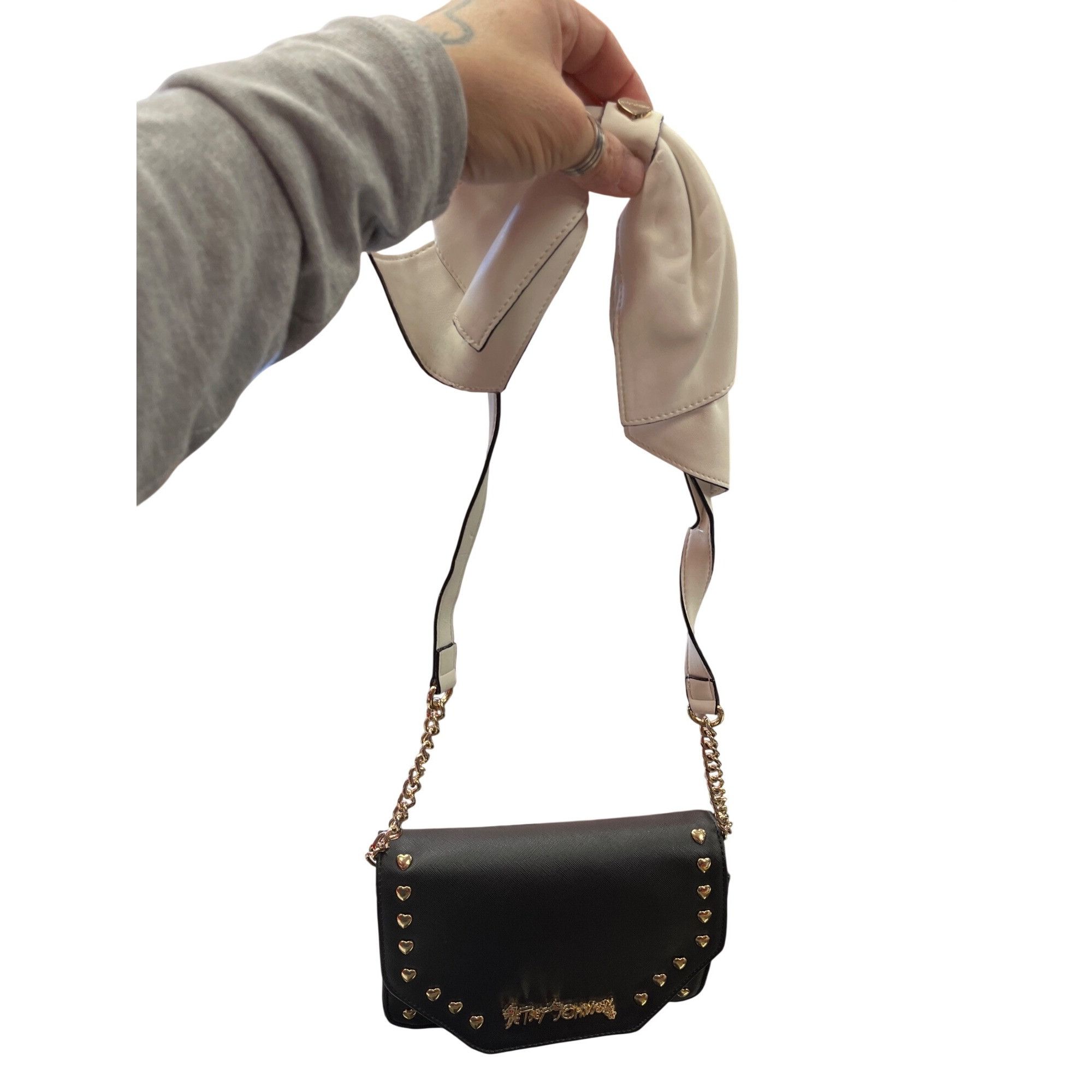 Betsey Johnson Betsey Johnson wms black gold faux leather cross body handba Size ONE SIZE - 9 Thumbnail