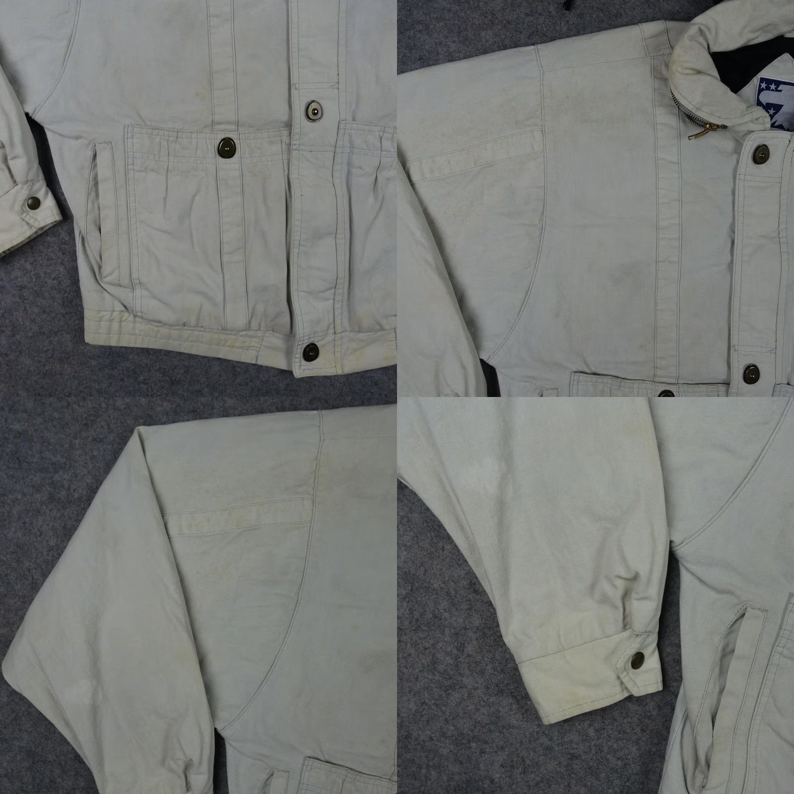 Vintage VINTAGE American Outerware Company Jacket Mens Medium Beige Canvas Hooded Bomber Size US M / EU 48-50 / 2 - 8 Thumbnail