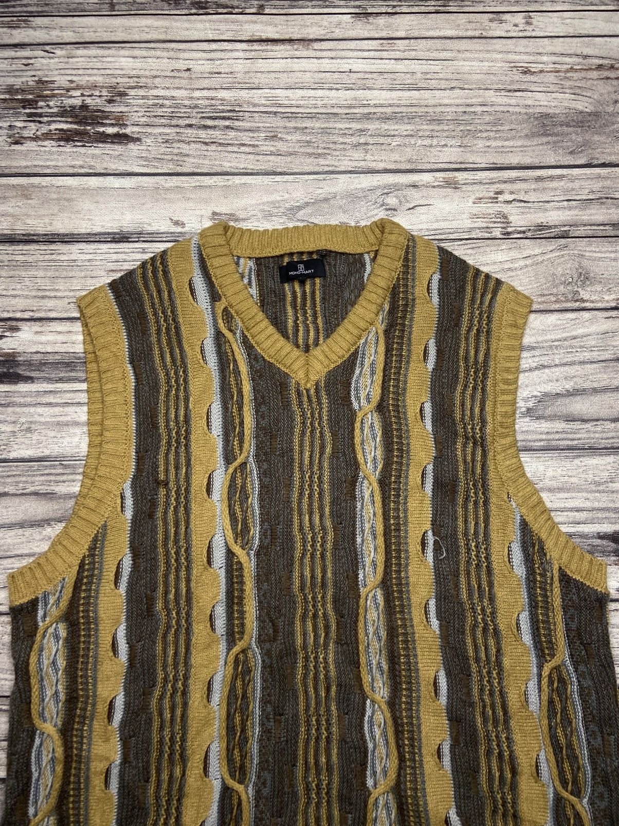 Aran Isles Knitwear × Coogi Rare Coogi Inspired Mono Mart Japan Vest V Neck Knit Size US XL / EU 56 / 4 - 3 Thumbnail