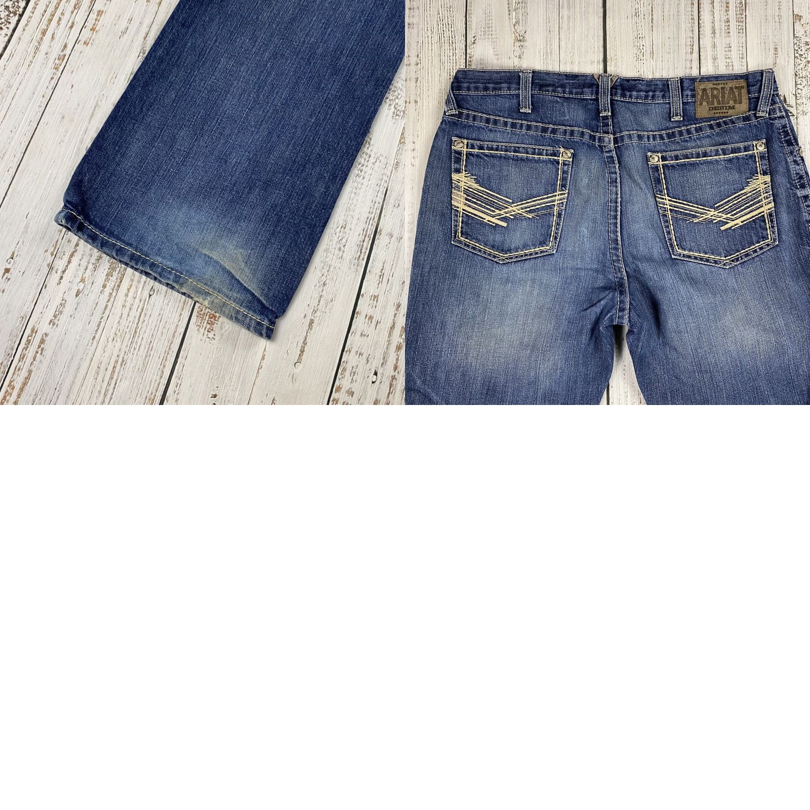 Ariat ARIAT M4 BACKLASH Low Rise Boot Cut Jeans Denim Western 38x34 Mens Blue Dark Wash Size US 38 / EU 54 - 8 Thumbnail