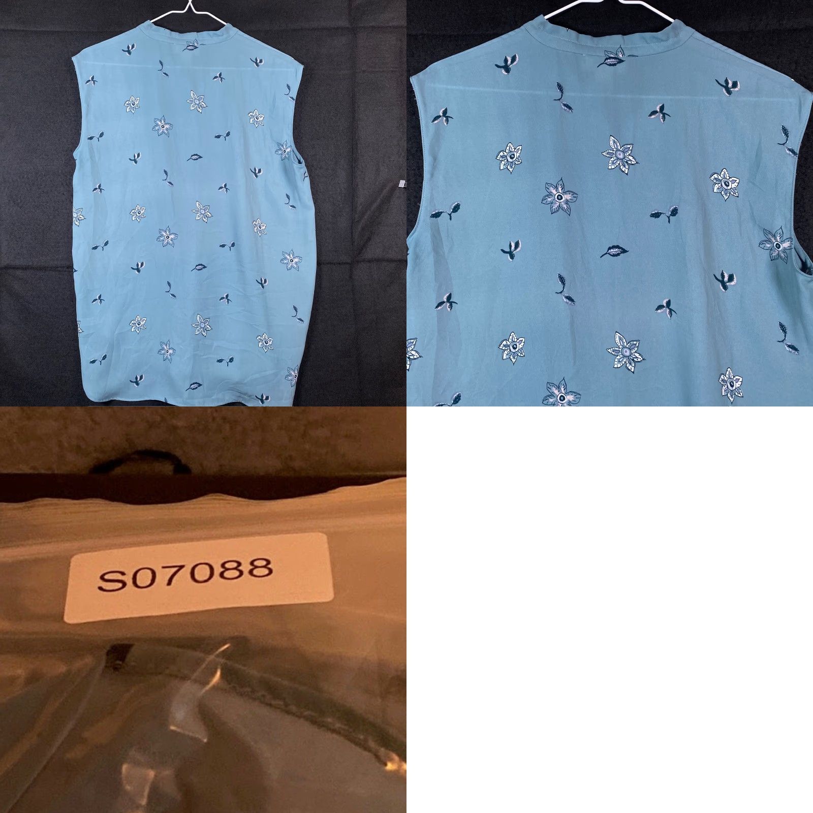 Loft LOFT Outlet Womens Blouse Blue Floral 1/4 Henley Sleeveless Flowy Stretch Small Size S / US 4 / IT 40 - 8 Thumbnail