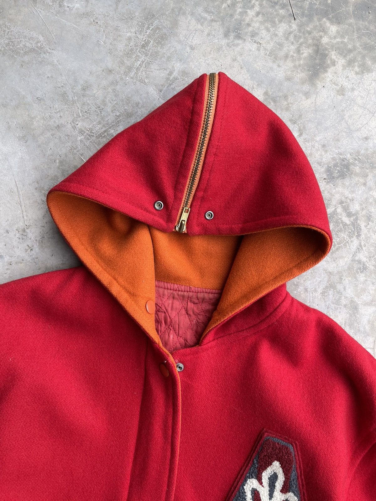 Japanese Brand × Vintage Lolita Designer Atsuki Onishi Split hood Wool Varsity Jacket Size S / US 4 / IT 40 - 10 Thumbnail
